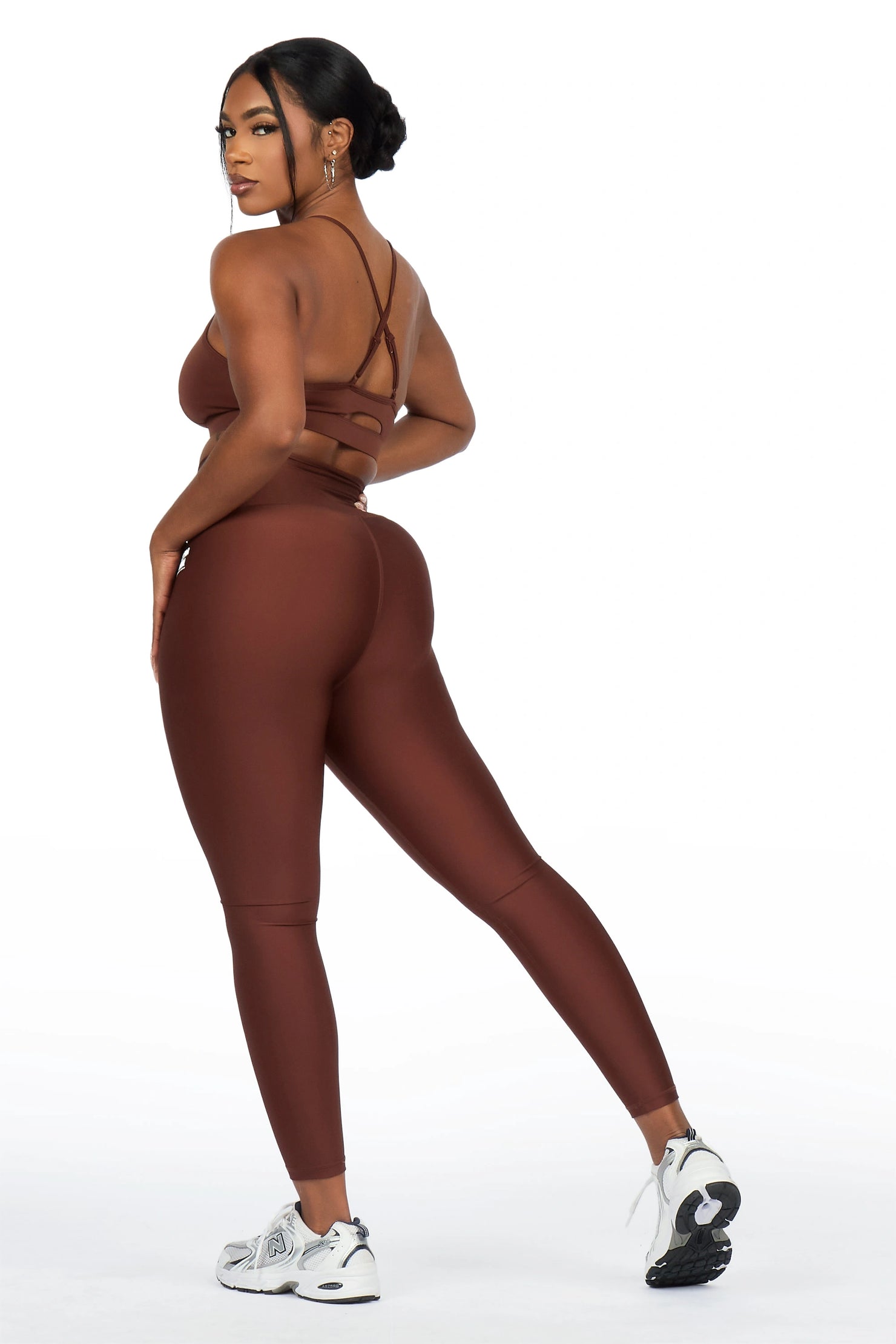 Donika Brown Tank Active Legging Set