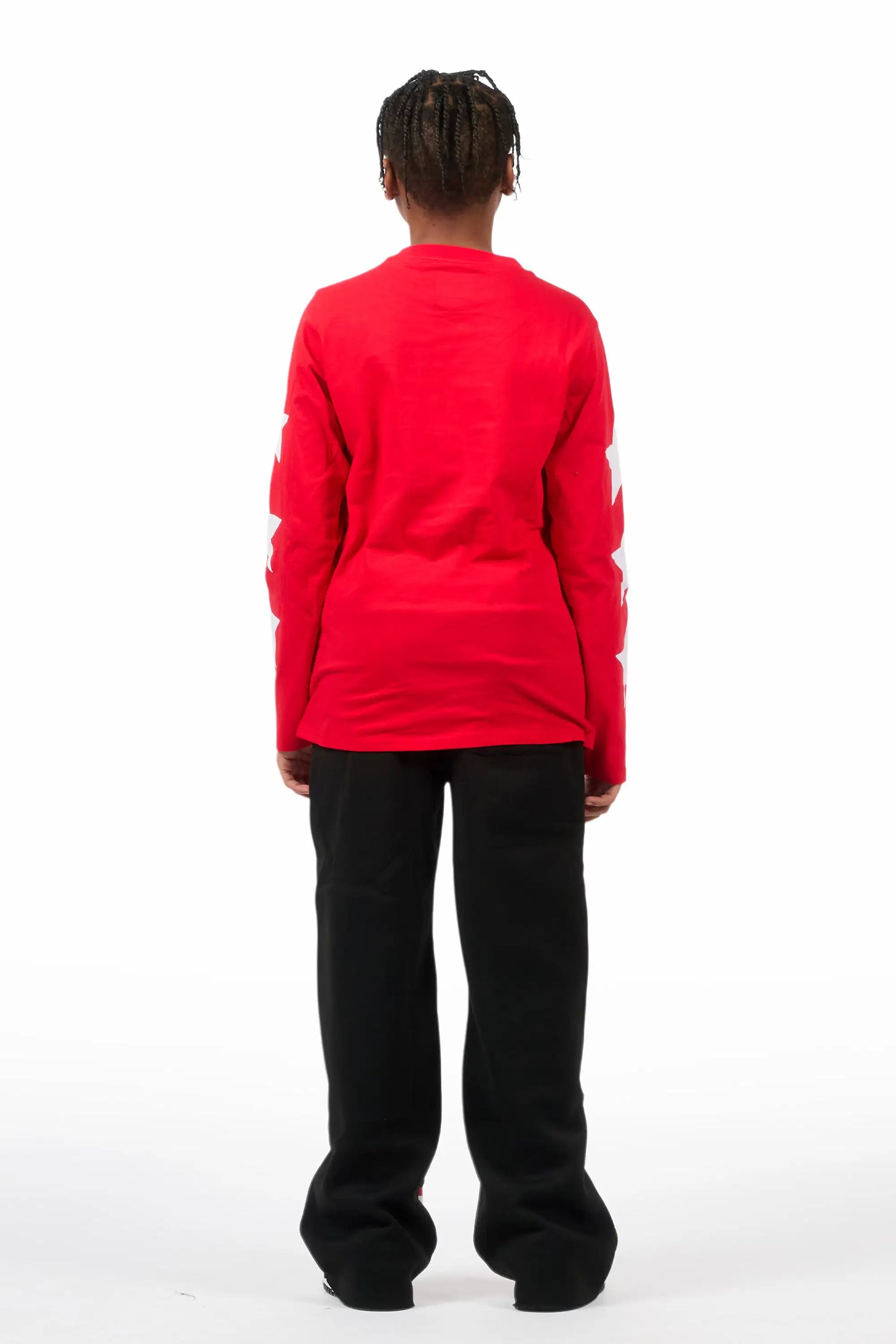 Boys Lenayh Black/Red Baggy Track Pant