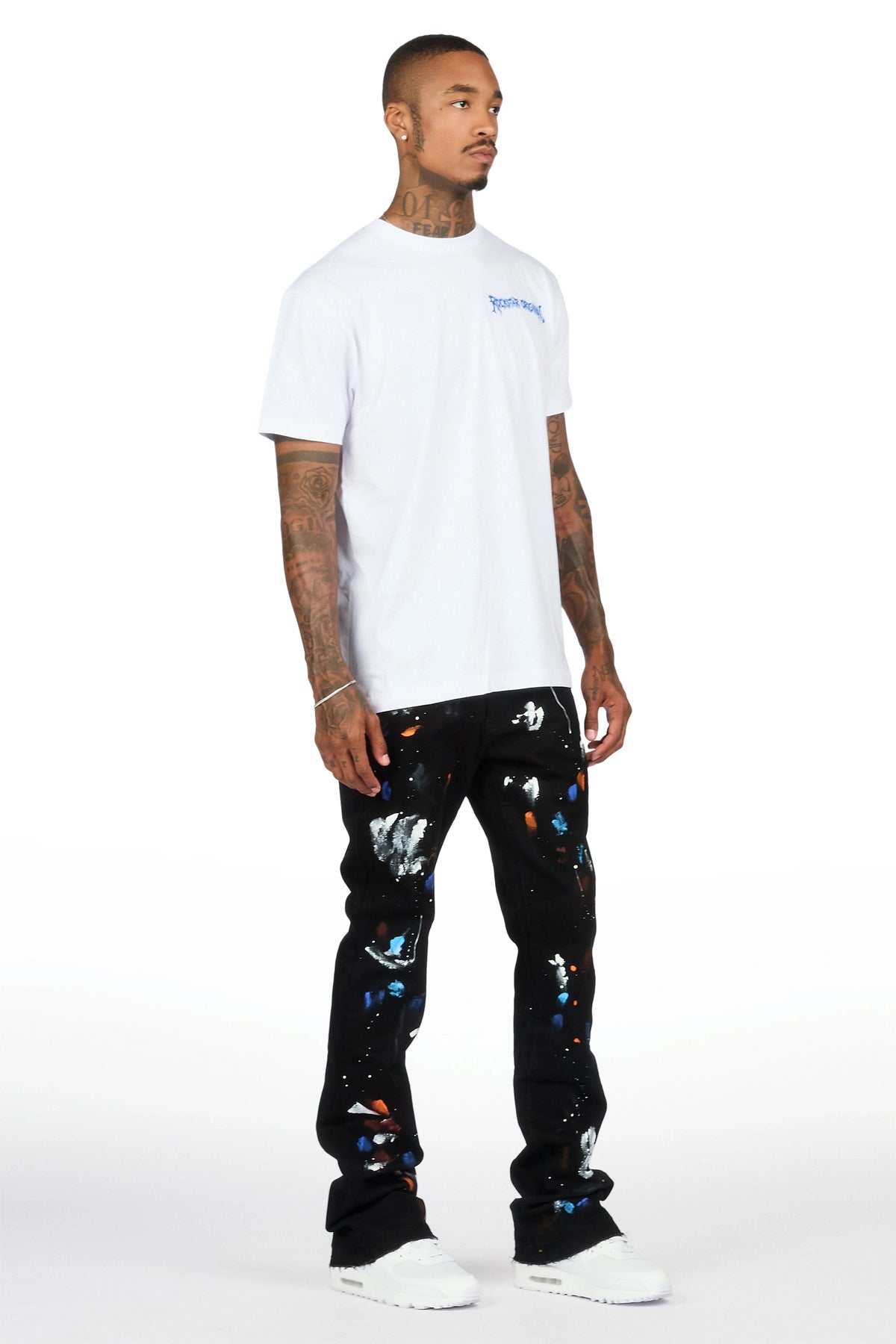 Canus Black Painter Stacked Flare Jean