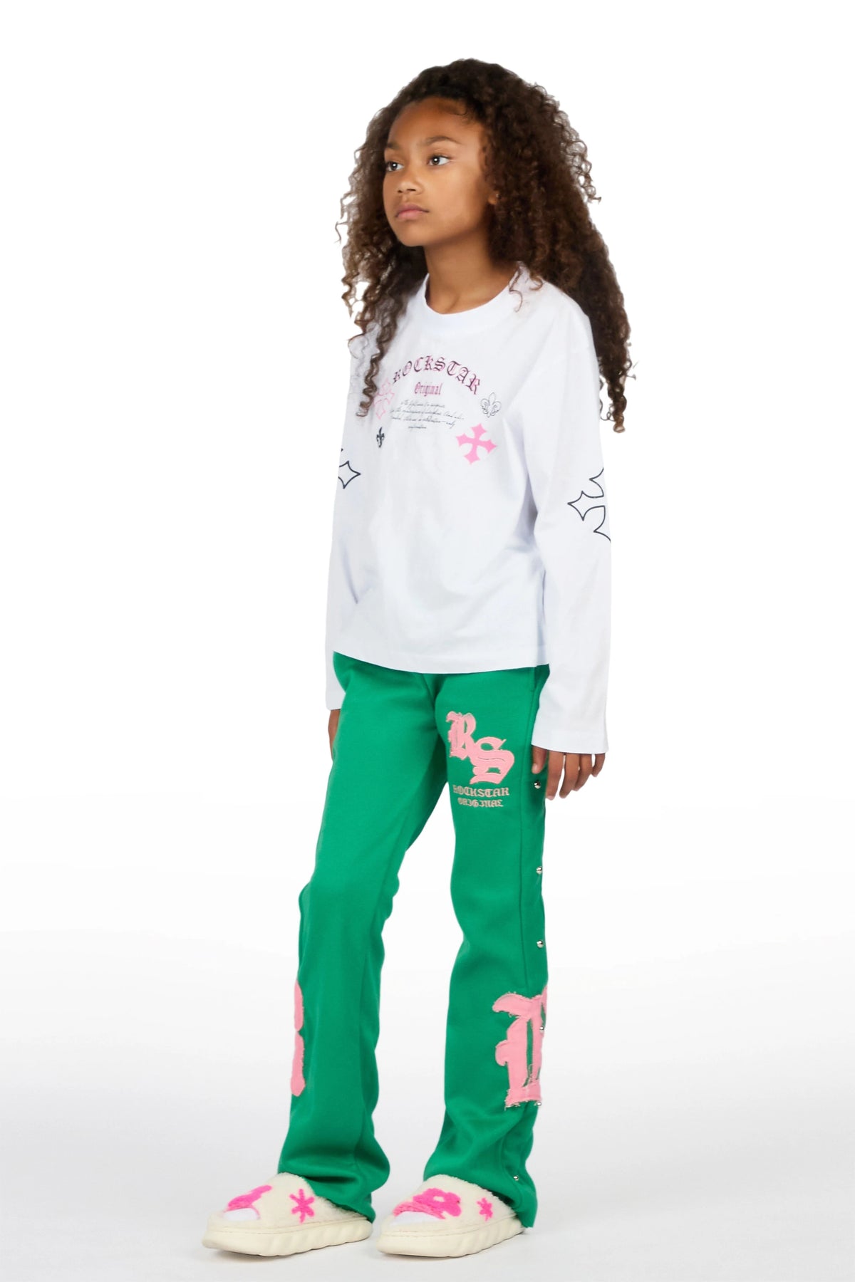 Girls Shironda Green/Pink Stacked Flare Pant