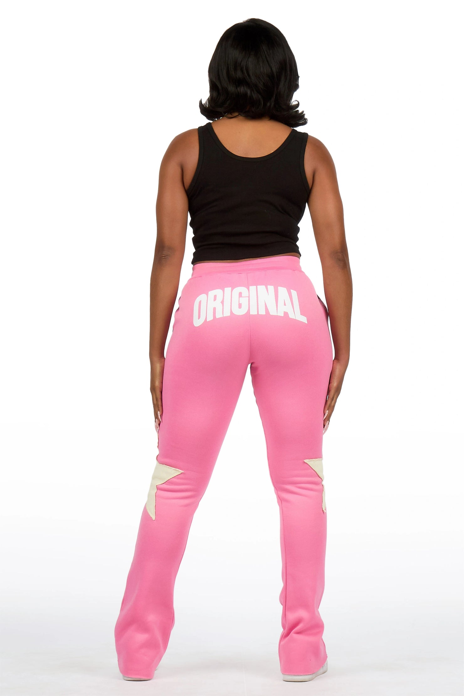 Shanelle Pink Patched Stacked Track Pant