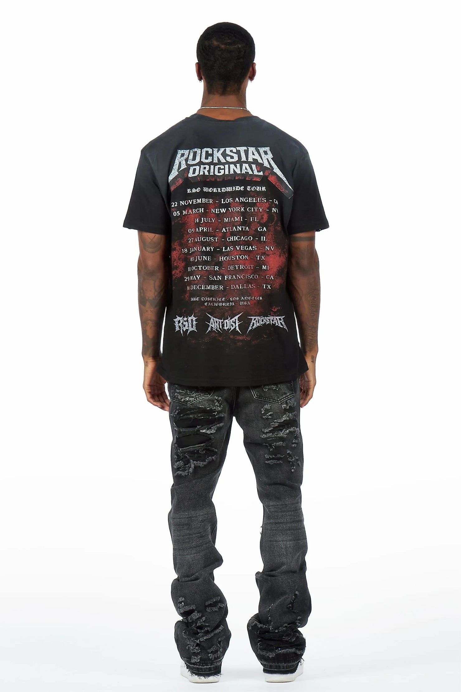 Mathey Dark Grey Rhinestone Stacked Fit Jean