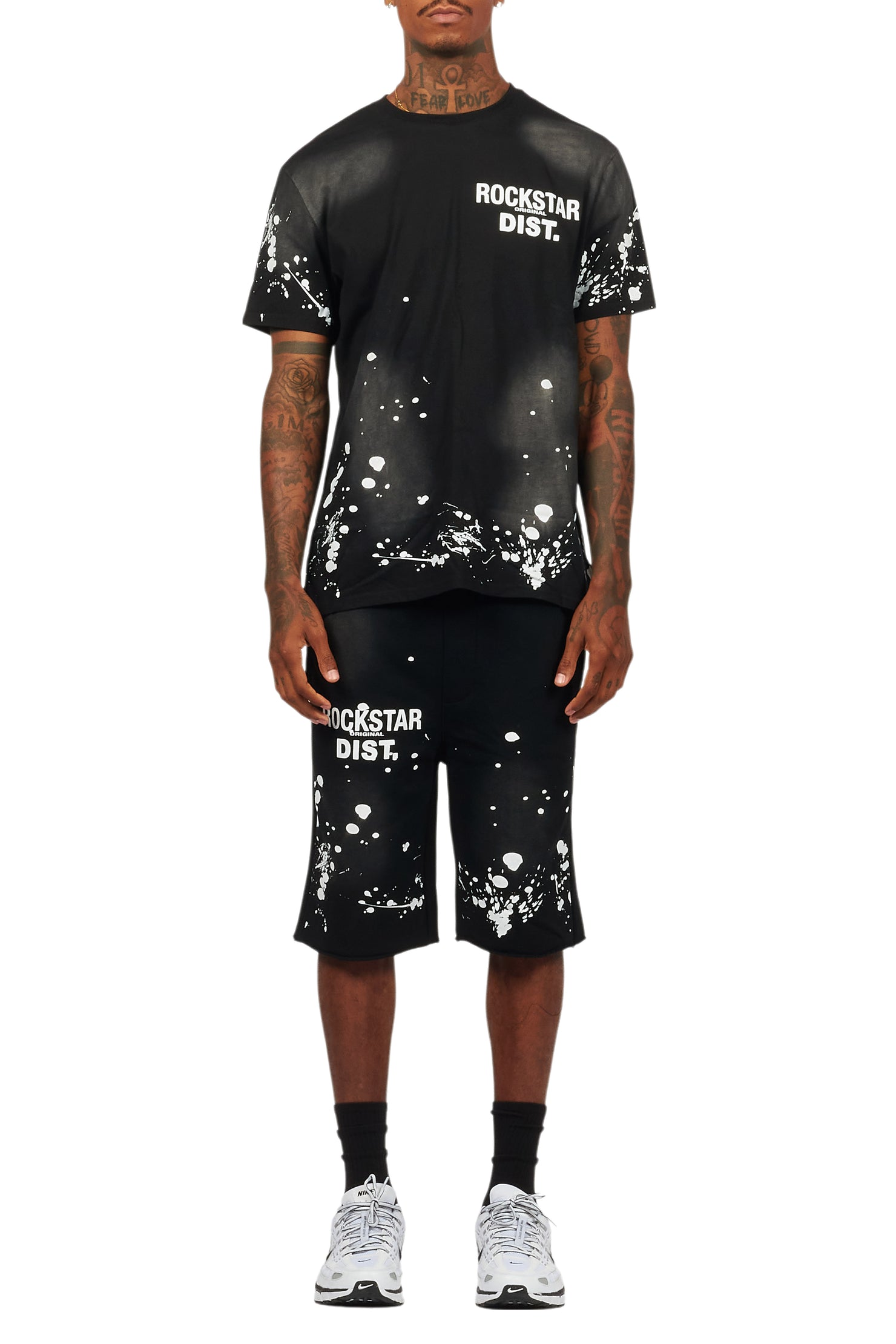 Rafix Black Graphic T-Shirt Short Set