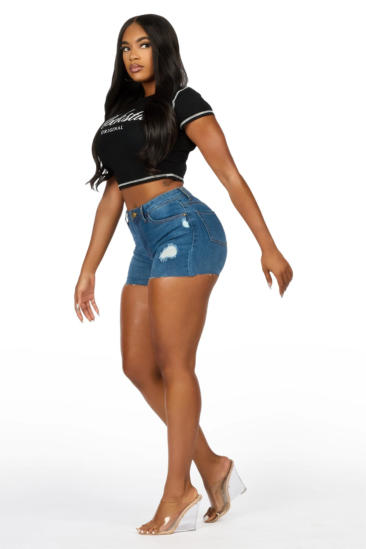 Najah Med.Wash Distressed Denim Short