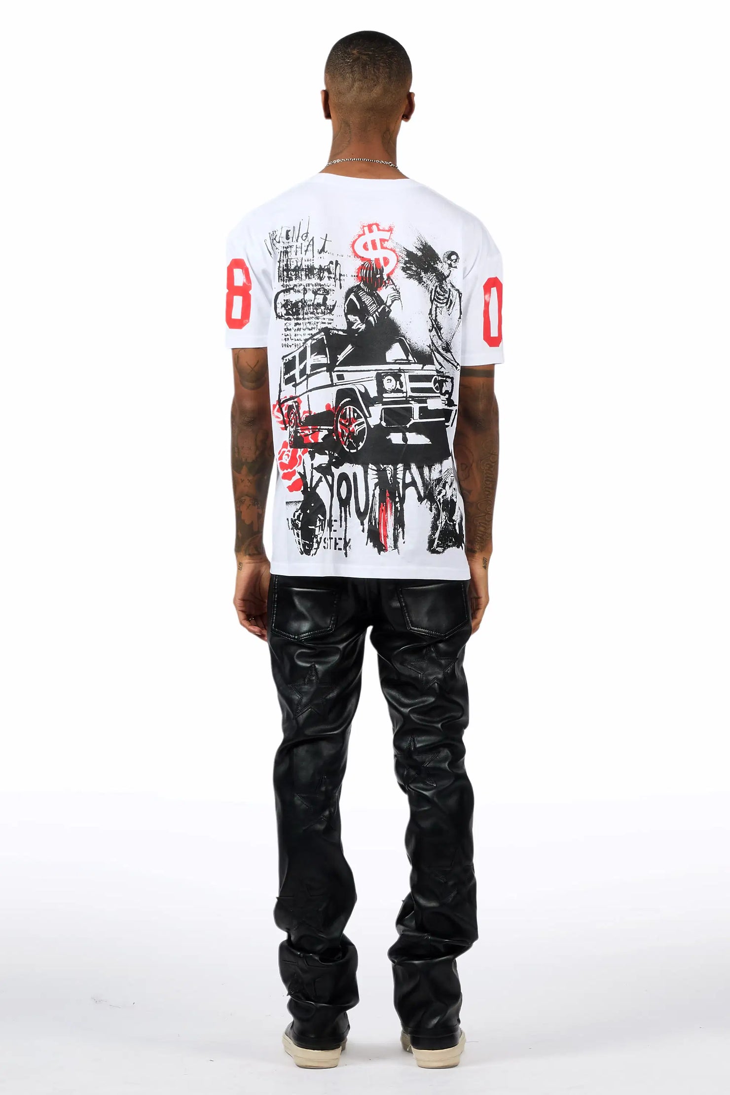 Steen Black/Black PU Stacked Flare Jean