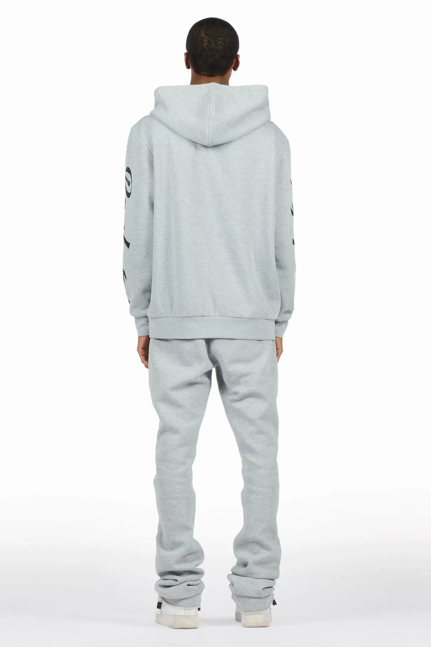 Blazon Heather Grey Hoodie/Stacked Pant Track Set