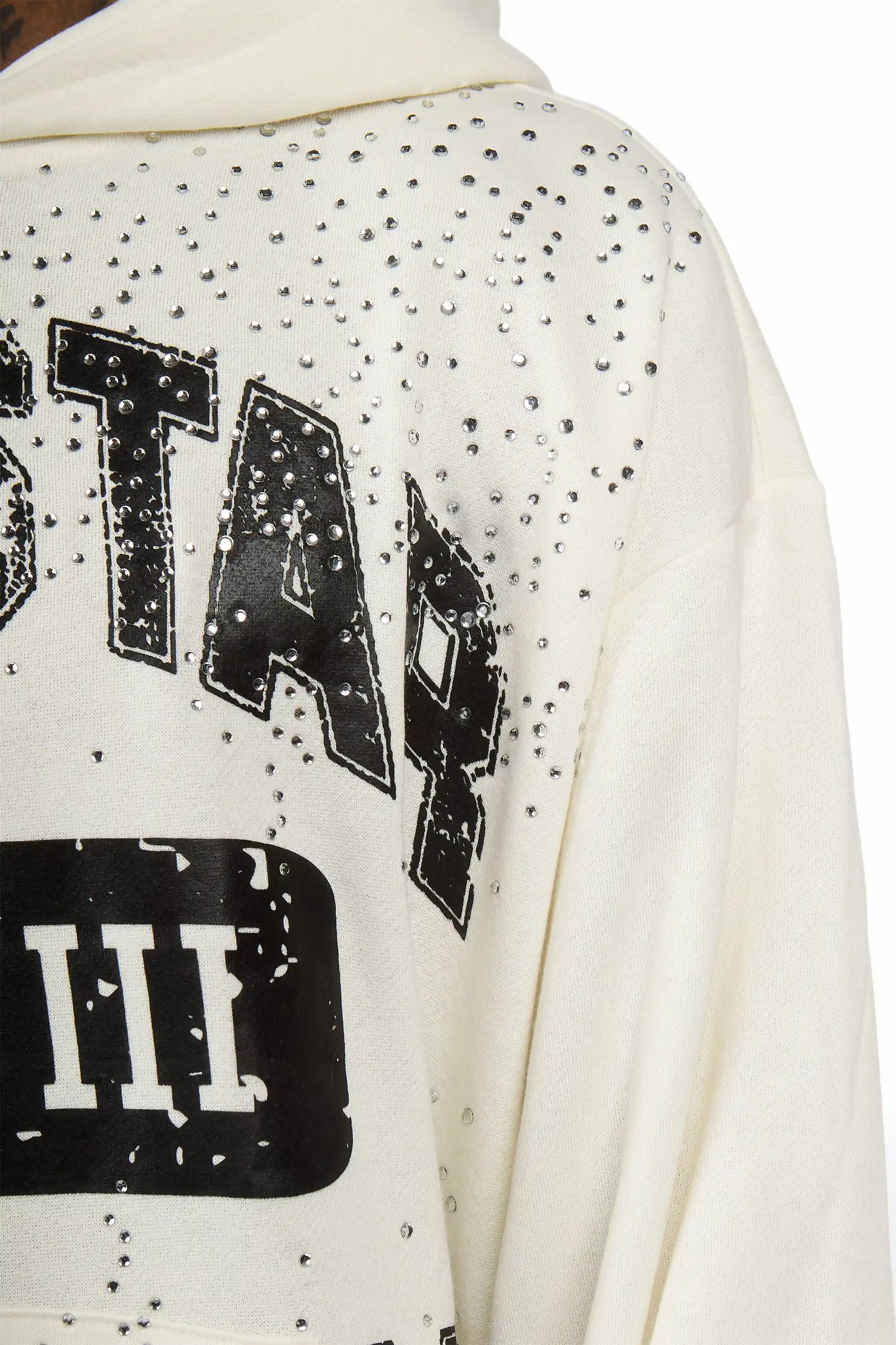 Borya Bone/Black Rhinestone Hoodie Relaxed Track Set