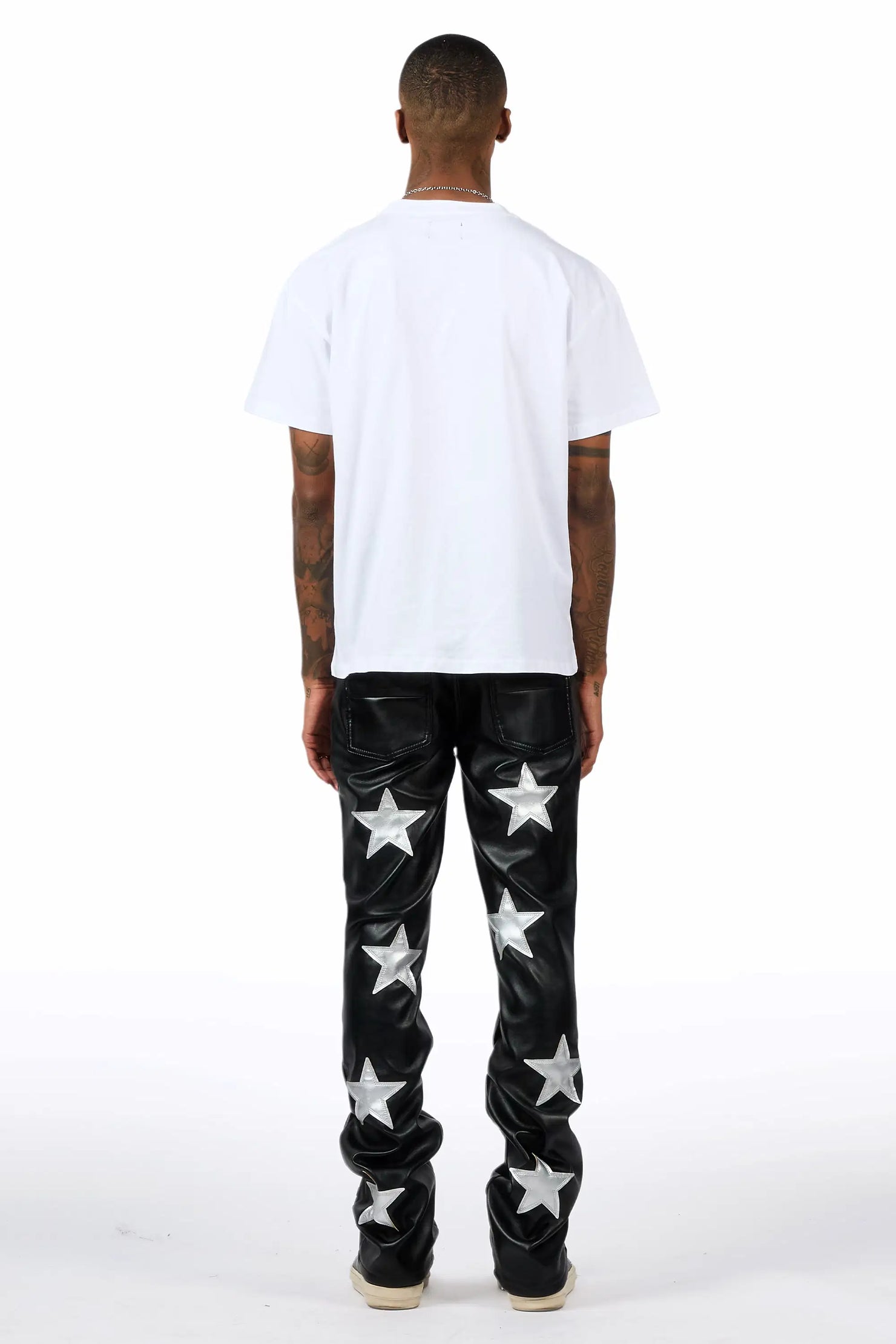 Steen Black/Silver PU Stacked Flare Jean