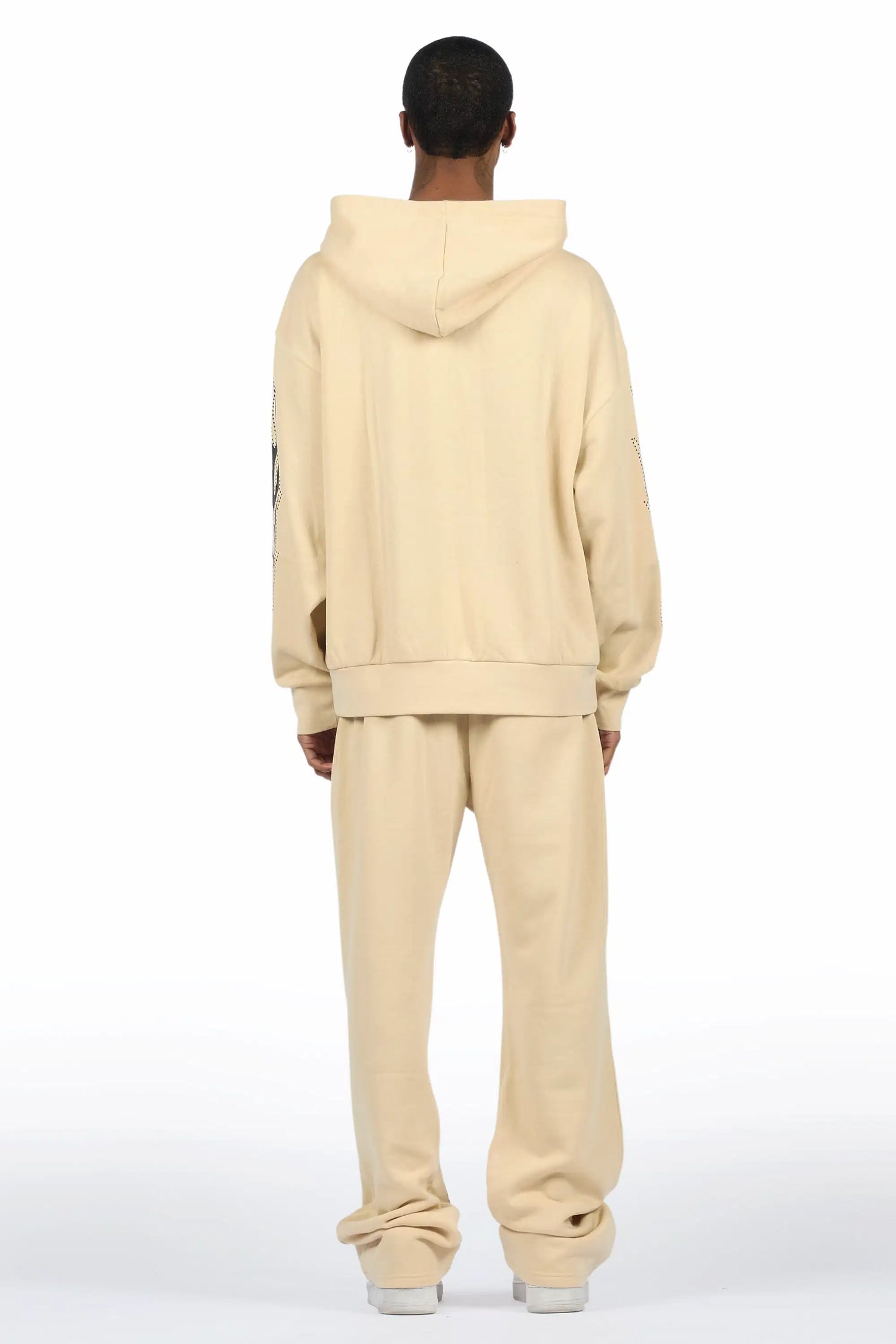 Glans Beige Hoodie/Baggy Pant Track Set