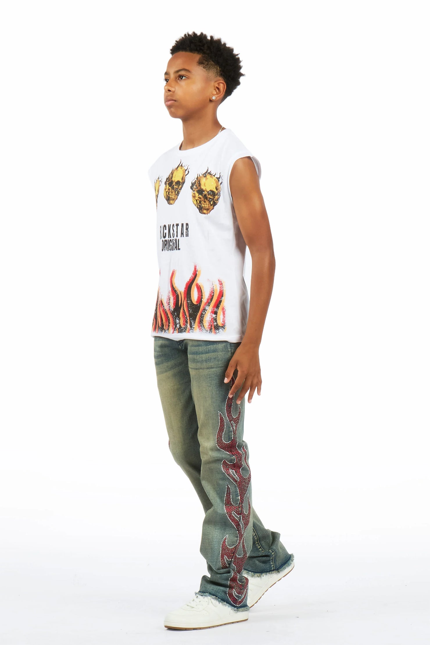 Boys Sword Vintage Blue Stacked Flare Jean