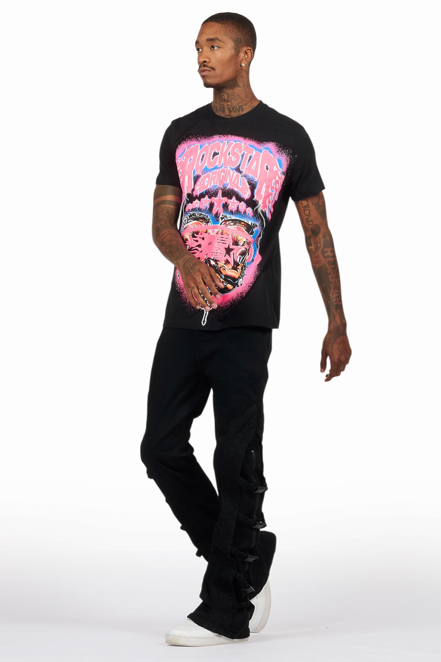 Attila Black Stacked Flare Jean