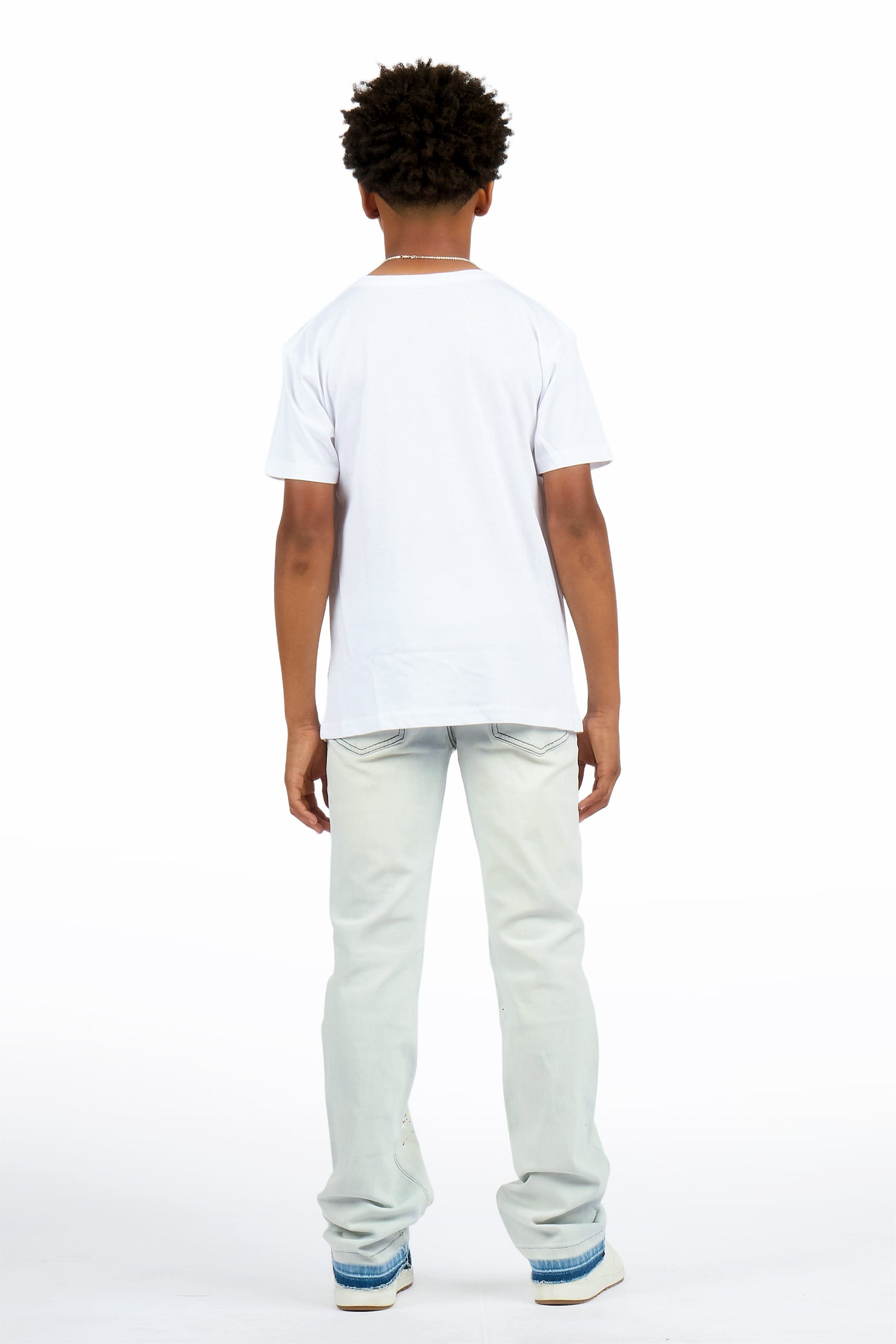 Boys Troy Blue/Multi Stacked Painter Jean