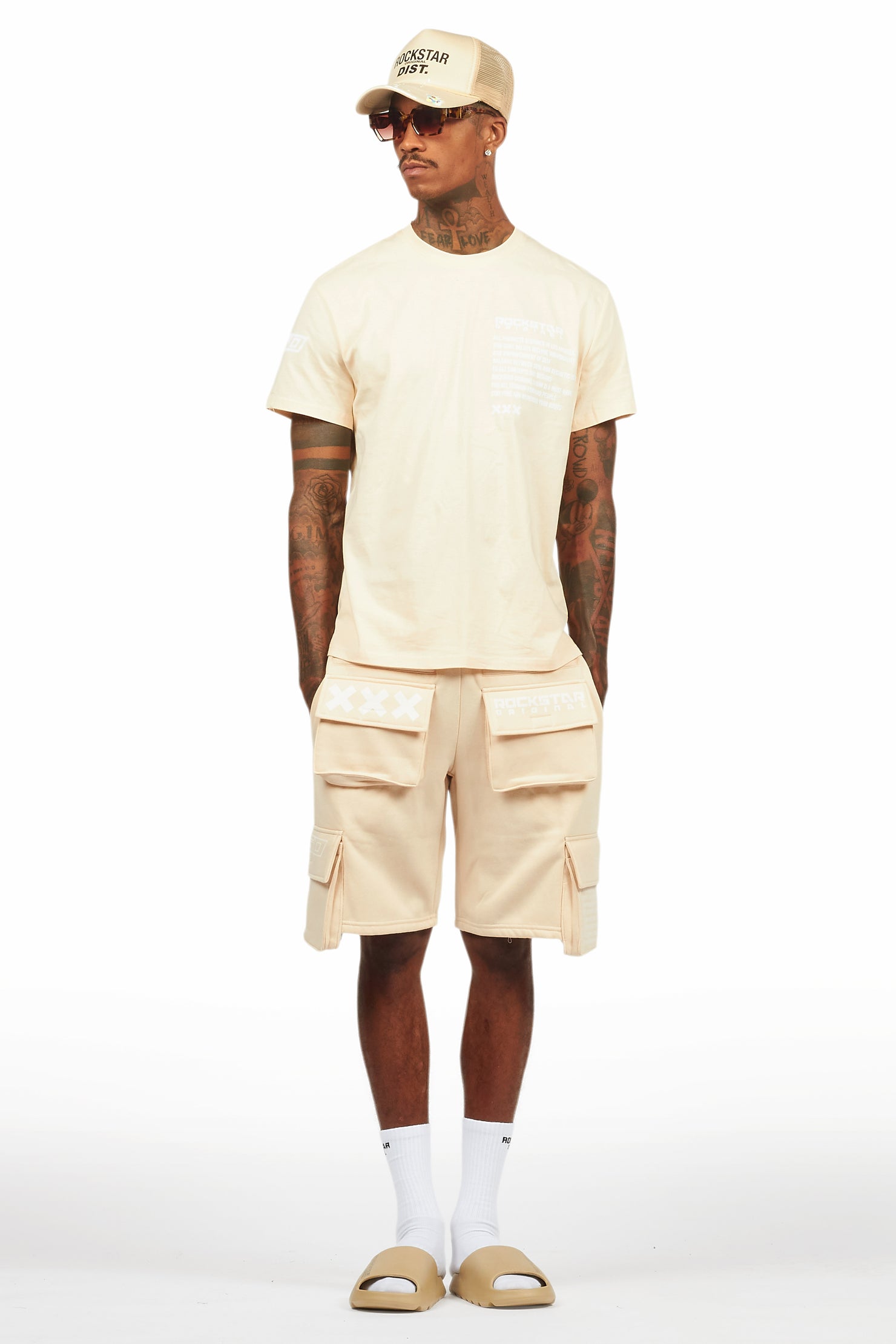 Jash Beige/White Short Set
