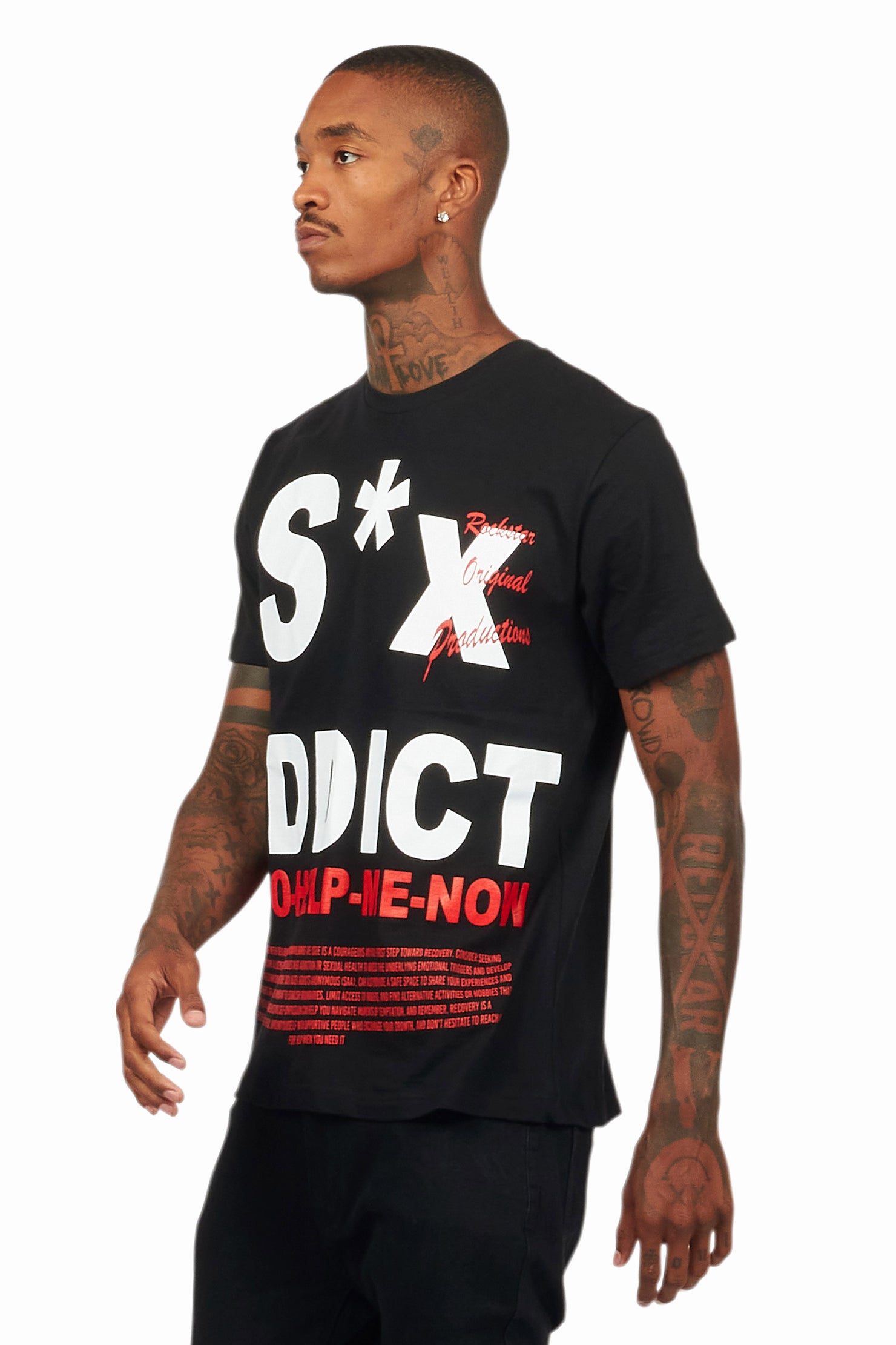Addict Black Graphic T-Shirt