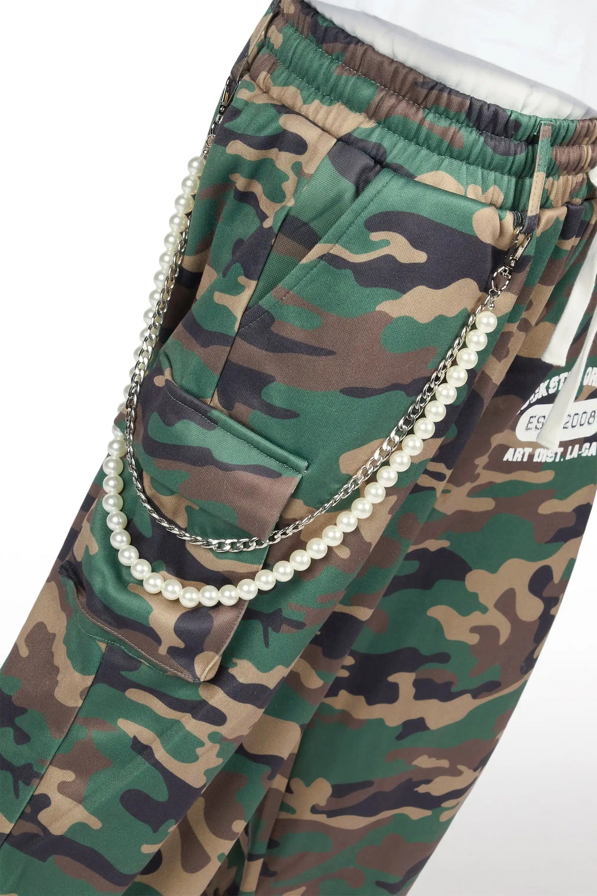 Boys Alexander White/Camo Long Sleeve Shirt Double Waisted  Super Baggy Track Set