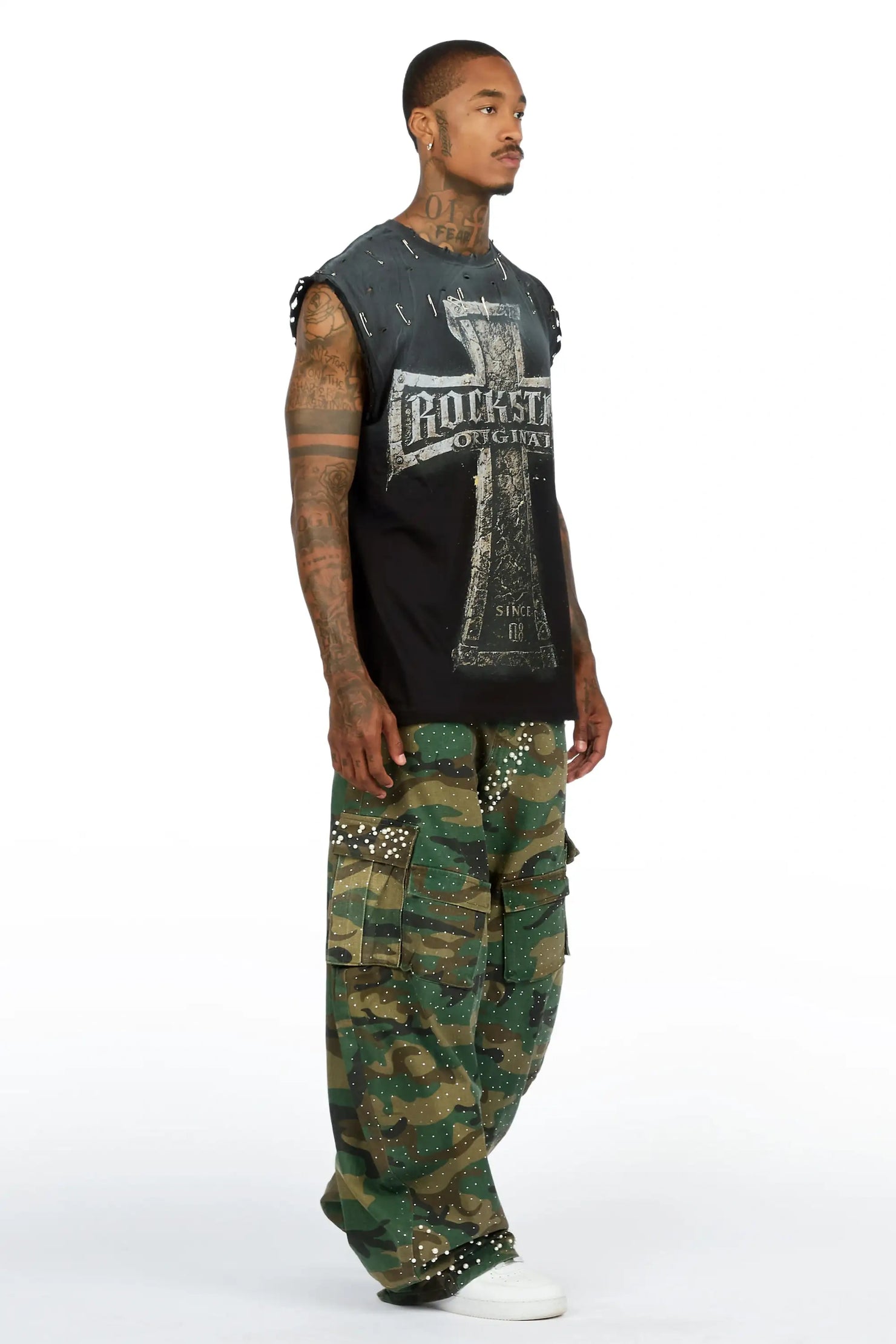 Bryx Camo Rhinestone Barrel Fit Jean