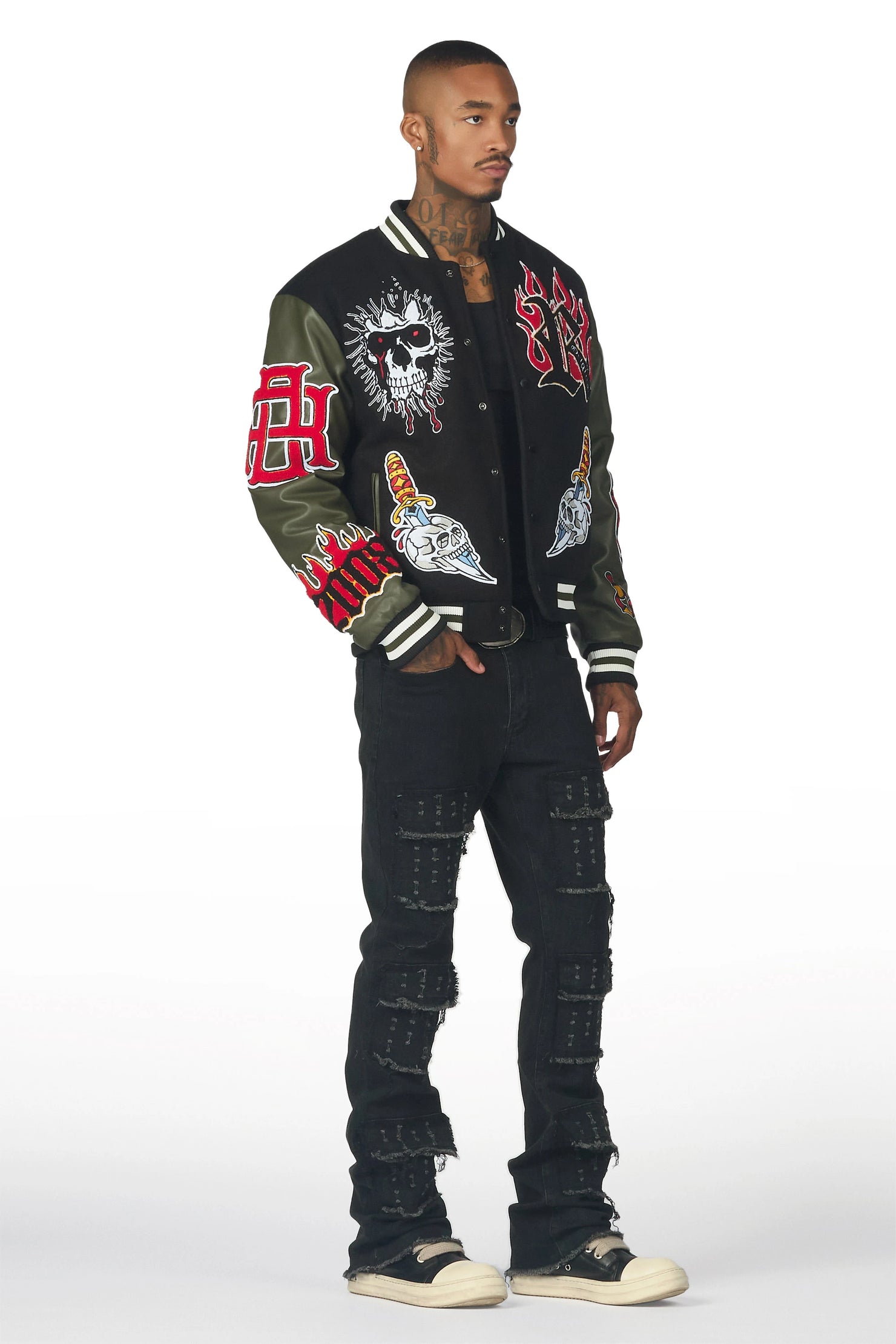 Dezso Black Stacked Flare Jean