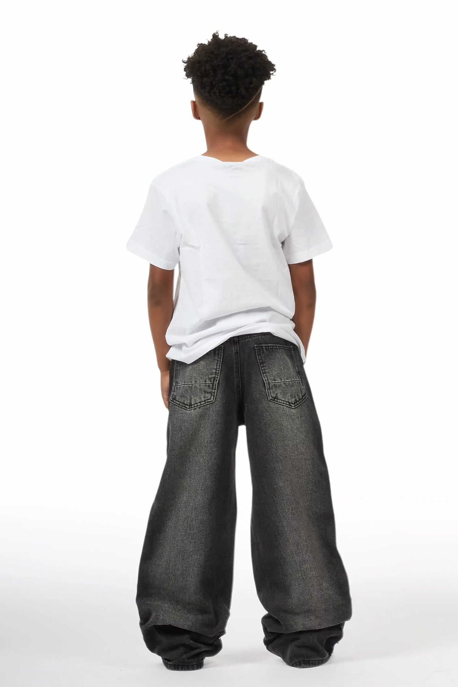 Boys Glanz Rhinestone Dark Grey Baggy Fit Jean