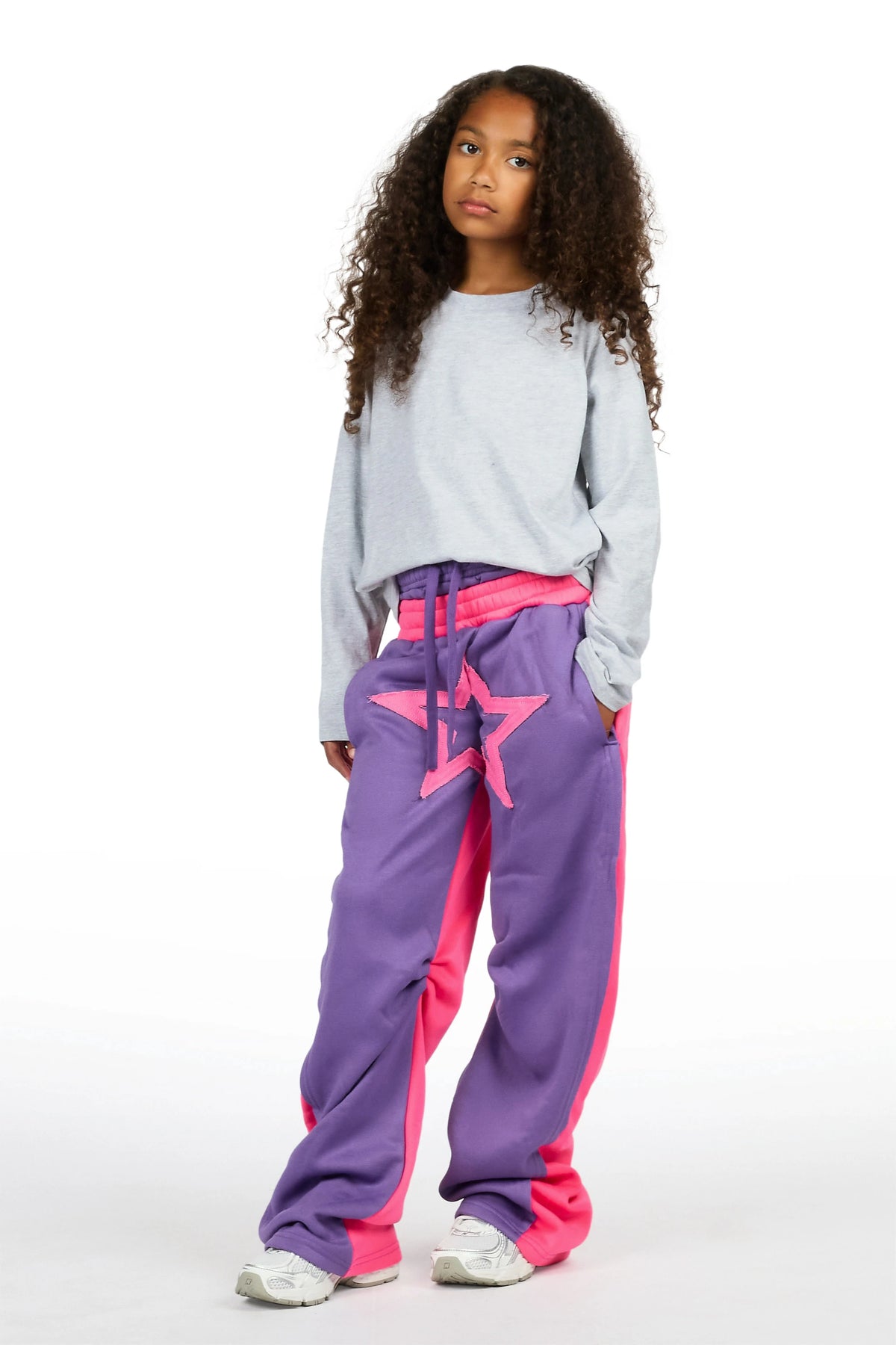 Girls Canaan Purple Double Waisted Baggy Track Pant