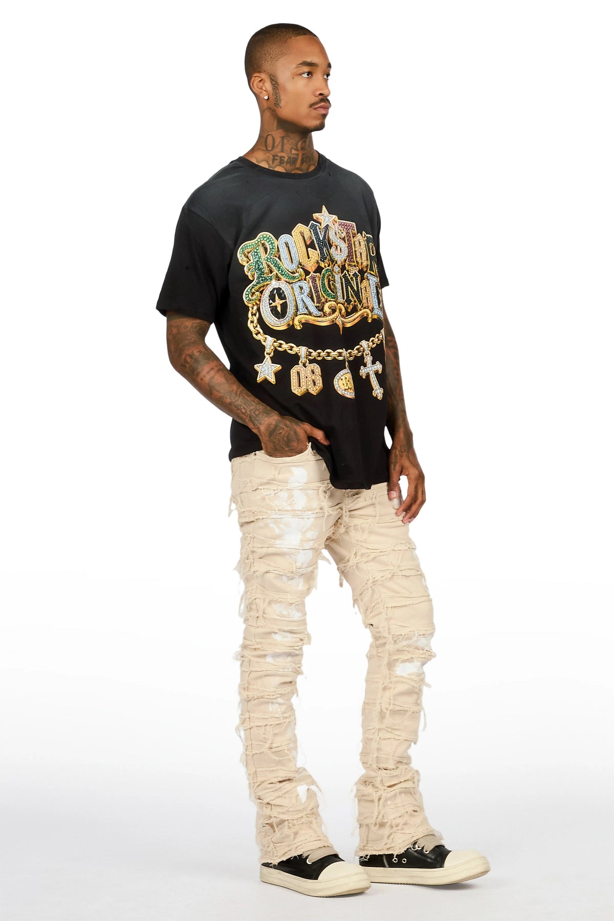Garson Beige Stacked Fit Jean