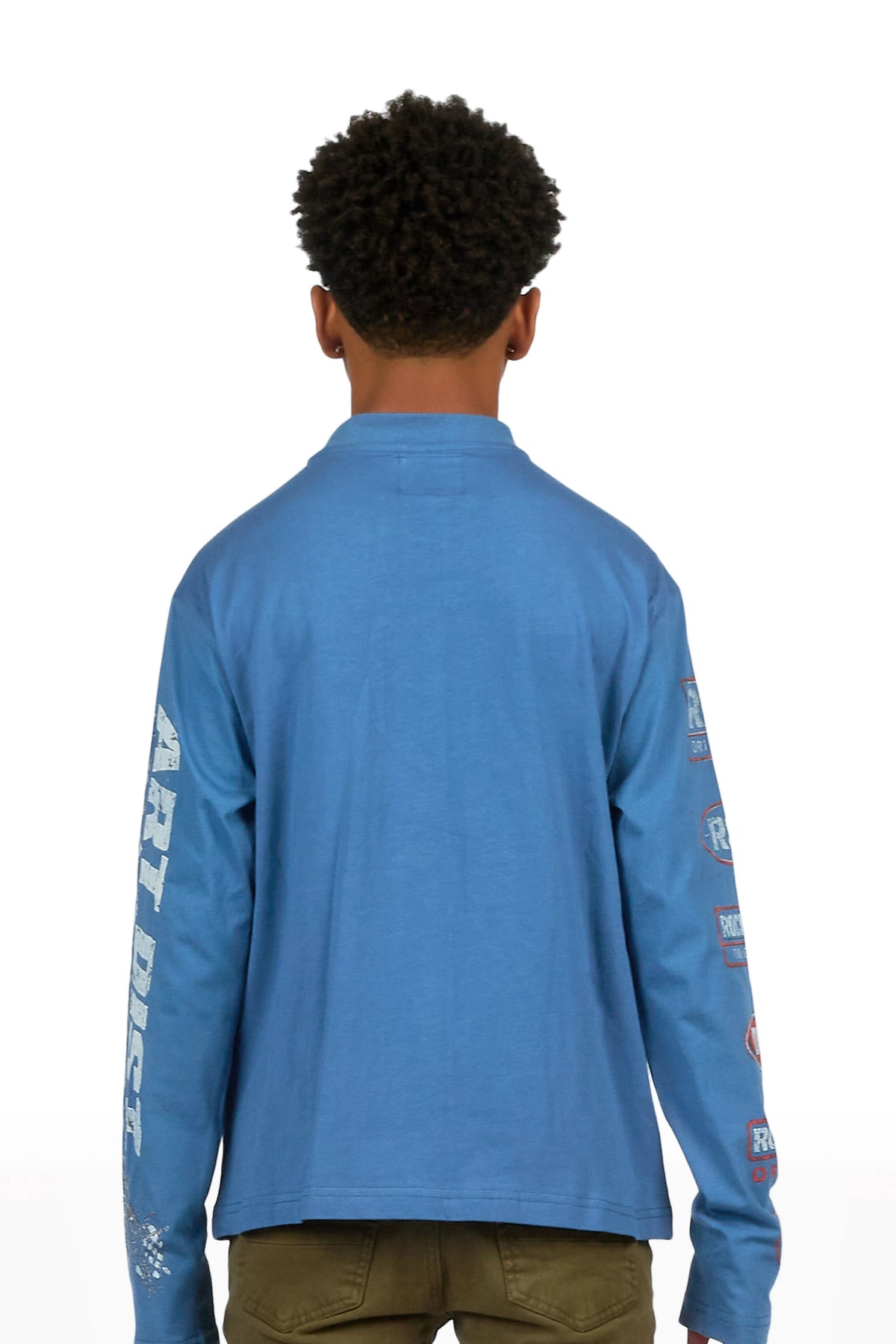 Boys Ryatt Navy Long Sleeve Graphic T-Shirt