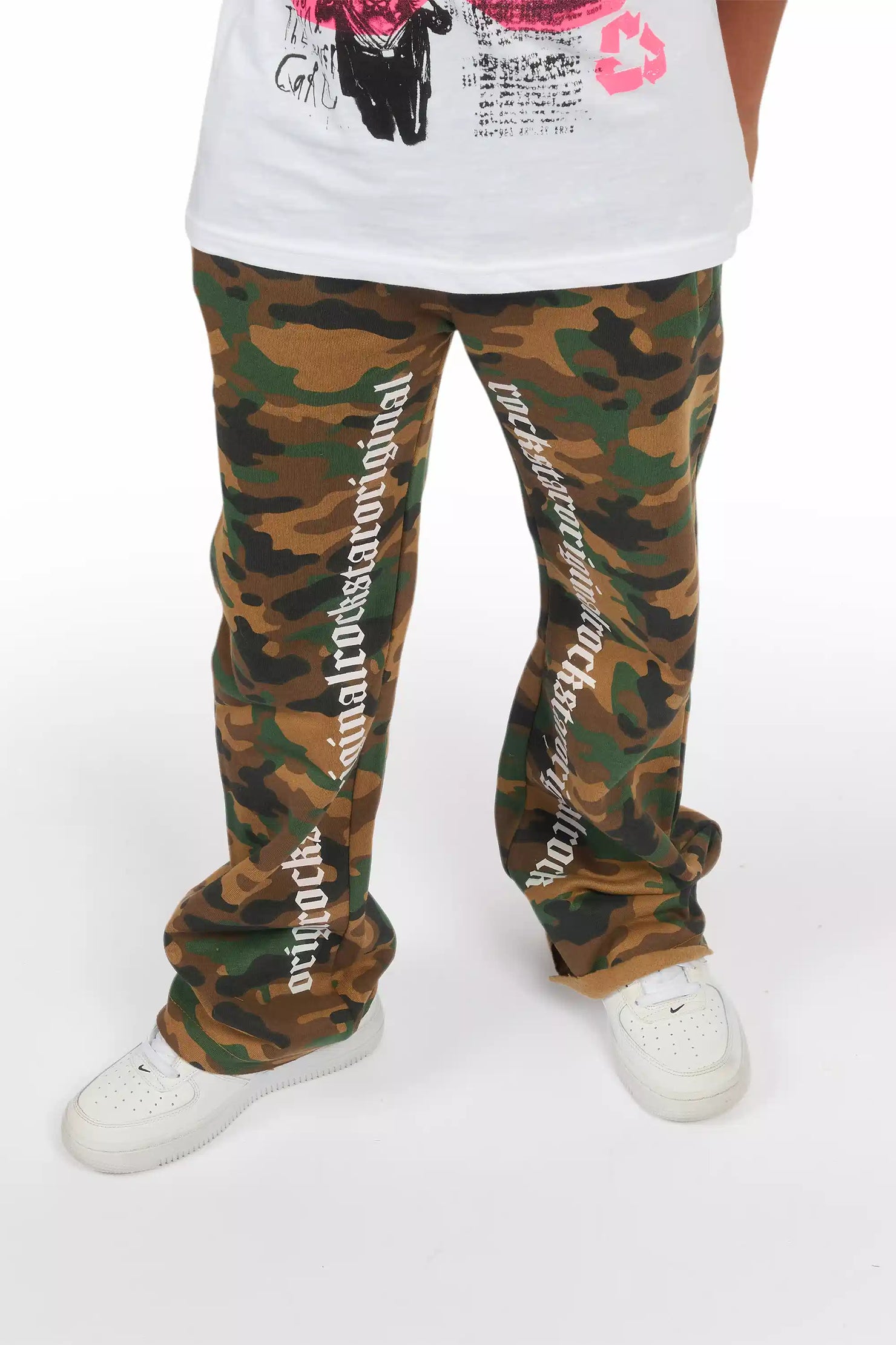 Boys Callie Faded Camo Stacked Flare Pants
