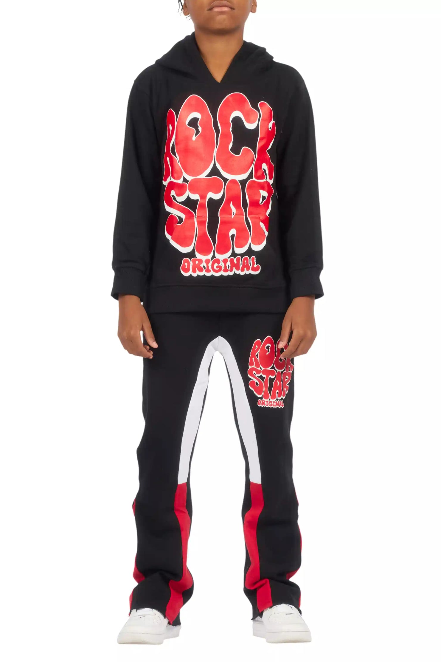 Boys Warblen Black/Red Stacked Flare Track Set