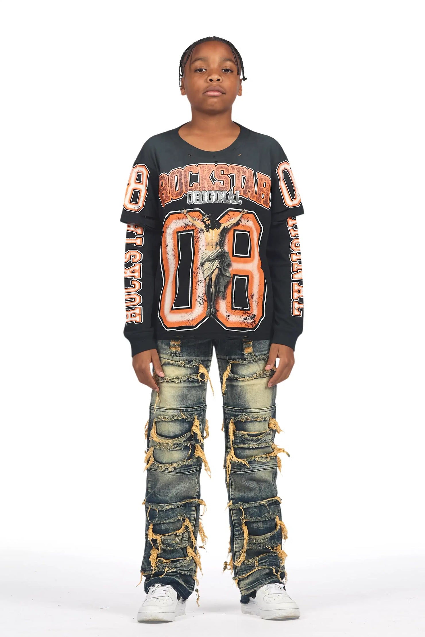 Boys Vasco Dark Tint Stacked Flare Jean