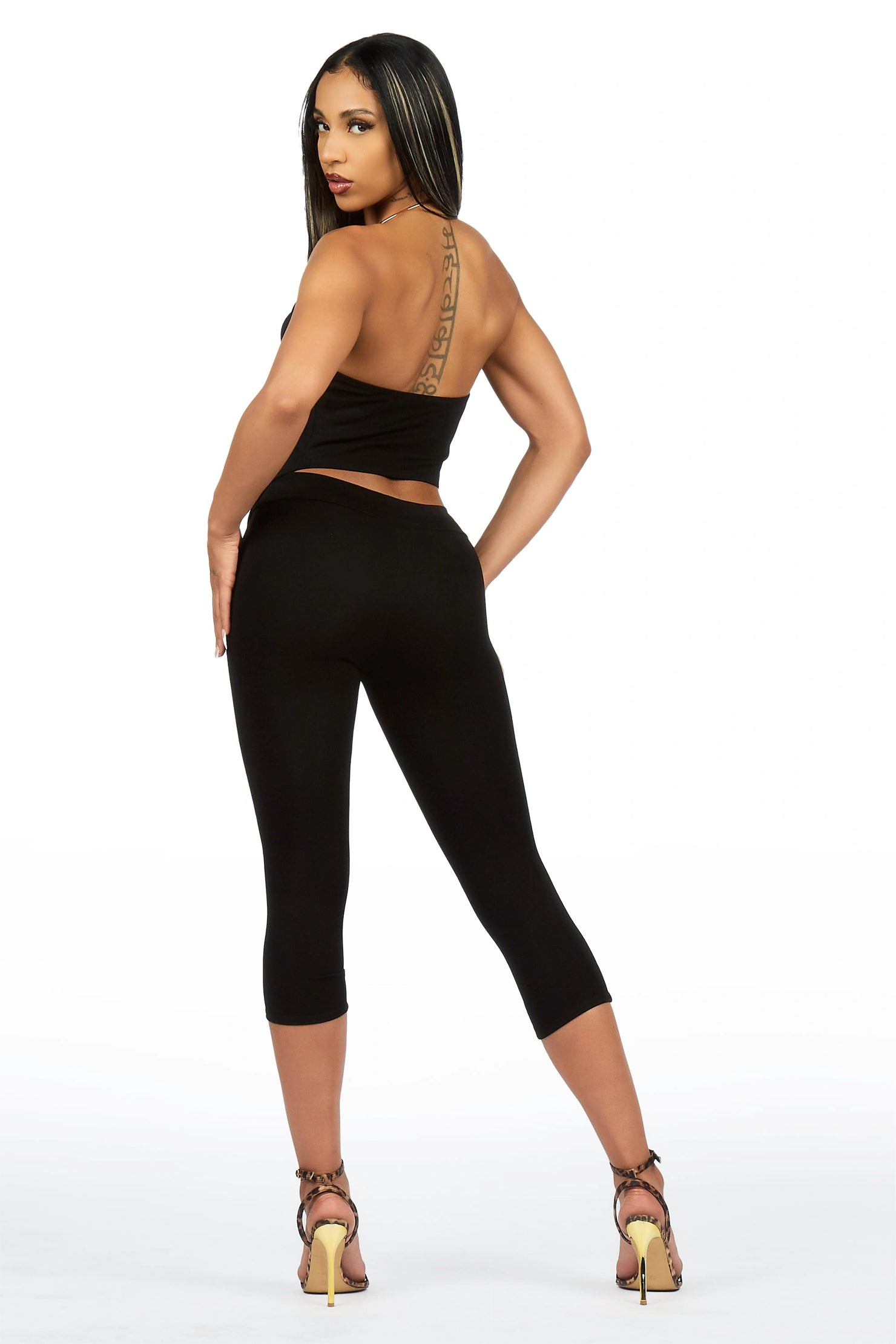 Fly-aay Black 2 pc Capri Set