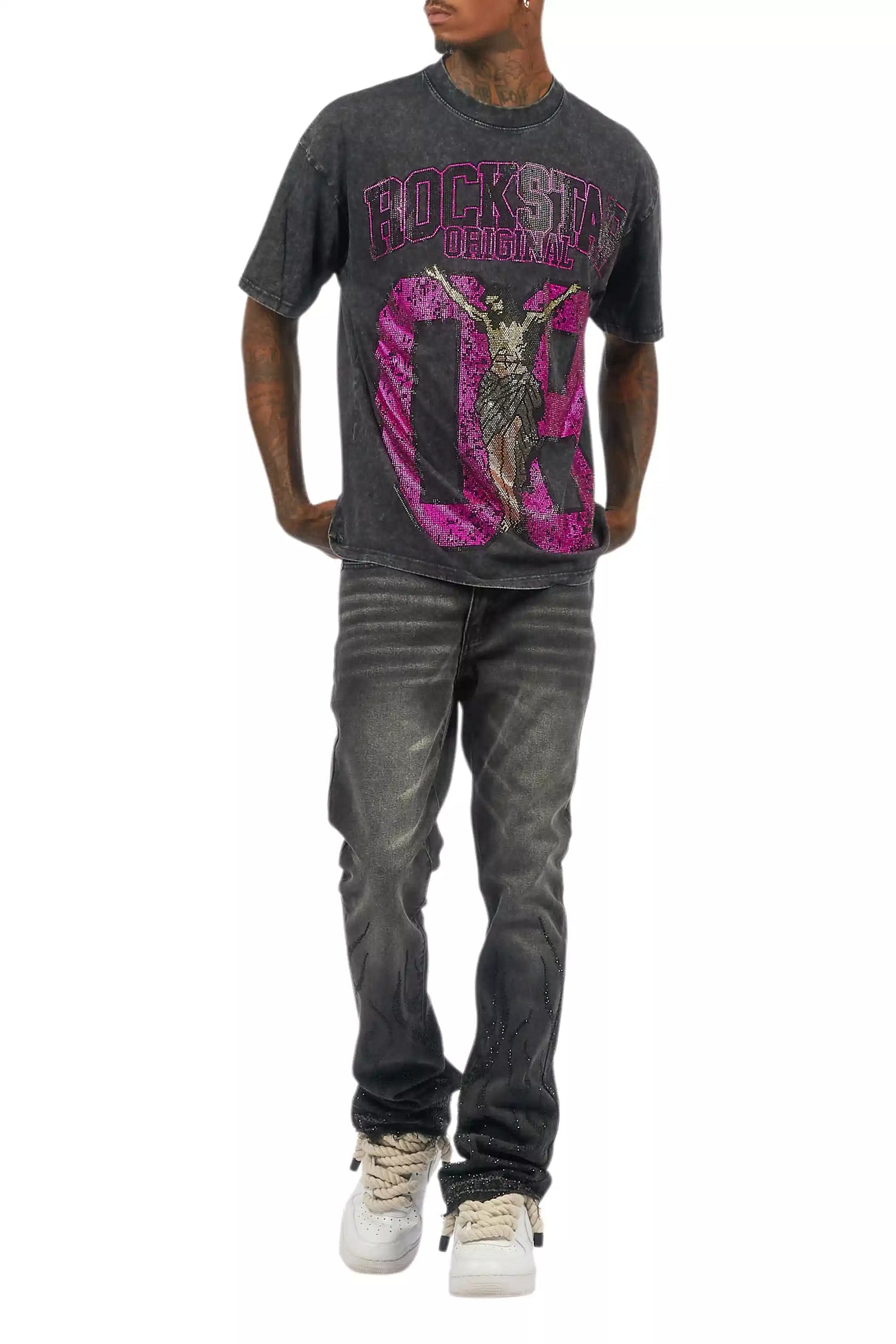 Field 2.0 Black/Pink Graphic Rhinestone T-Shirt