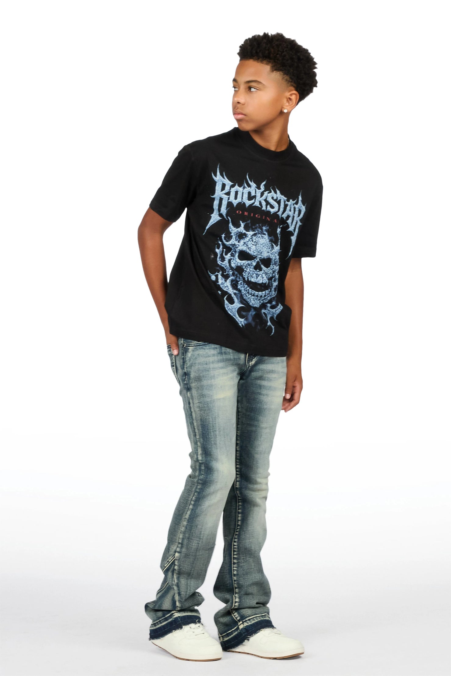 Boys Nexar Blue Stacked Flare Jean