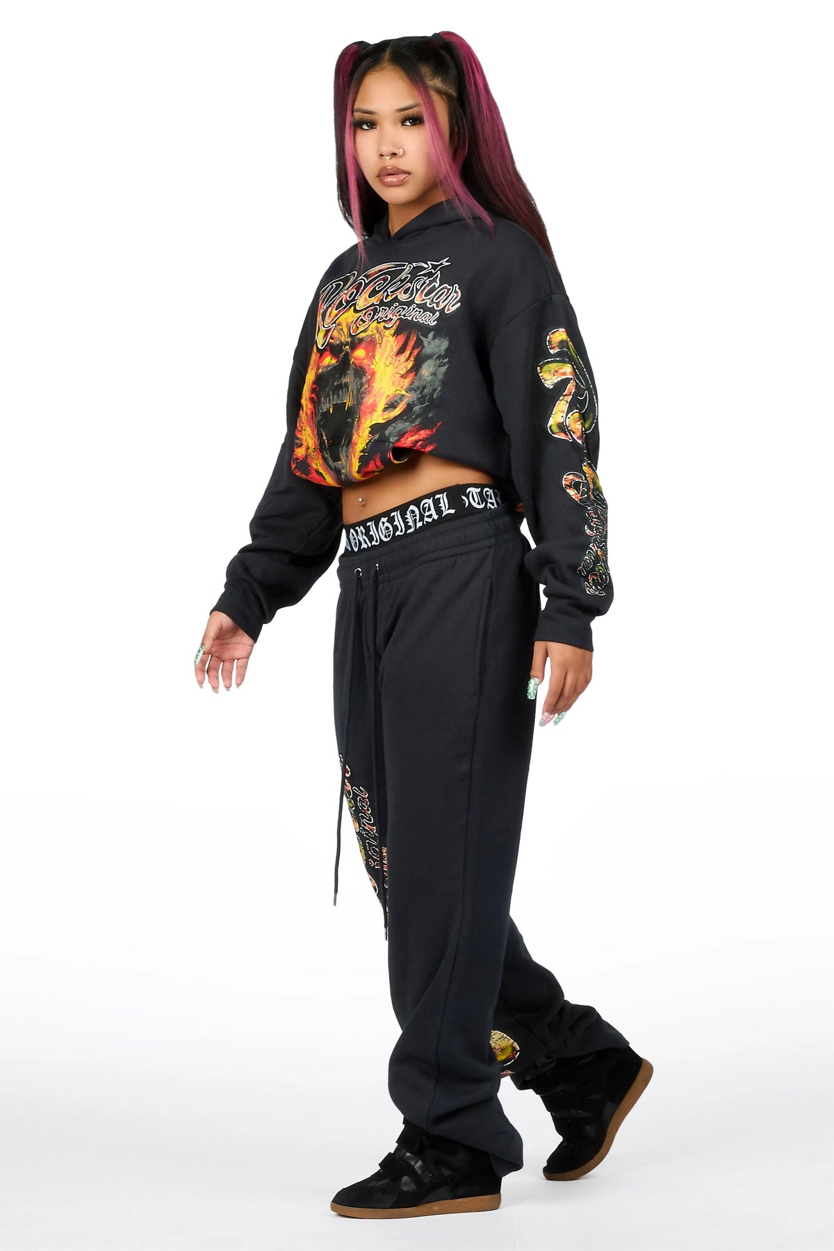Taliyah Charcoal Graphic Baggy Fit Track Set
