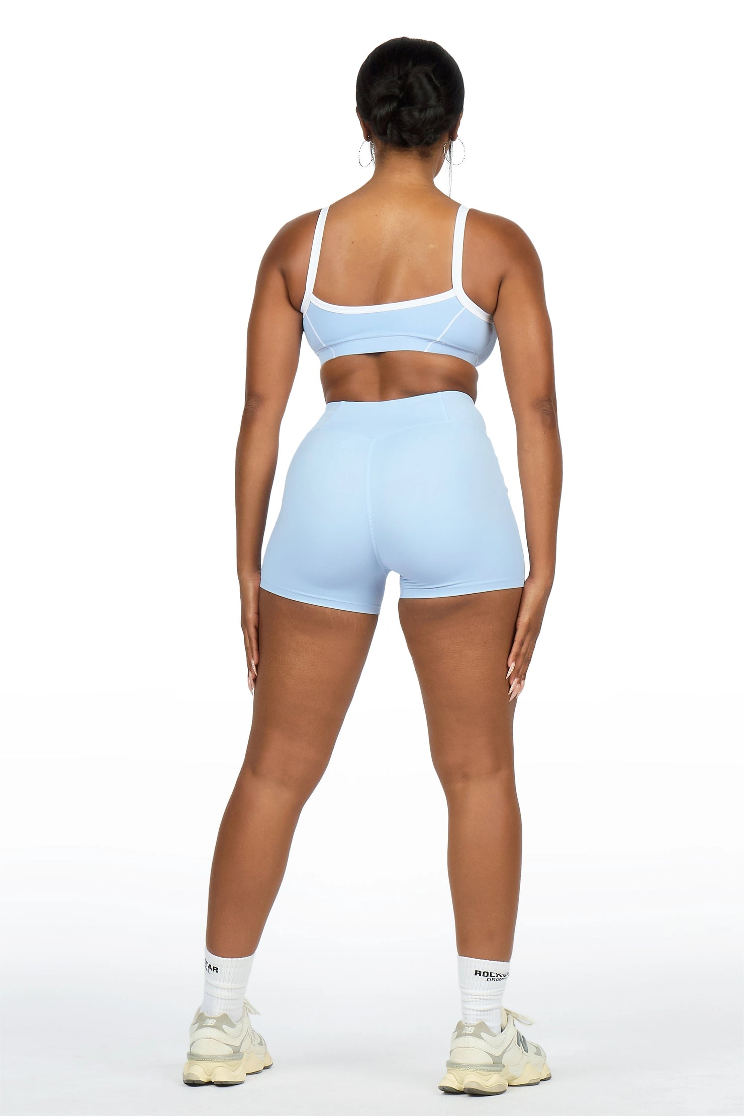 Afshana Light Blue Tank Active Bike Short Set