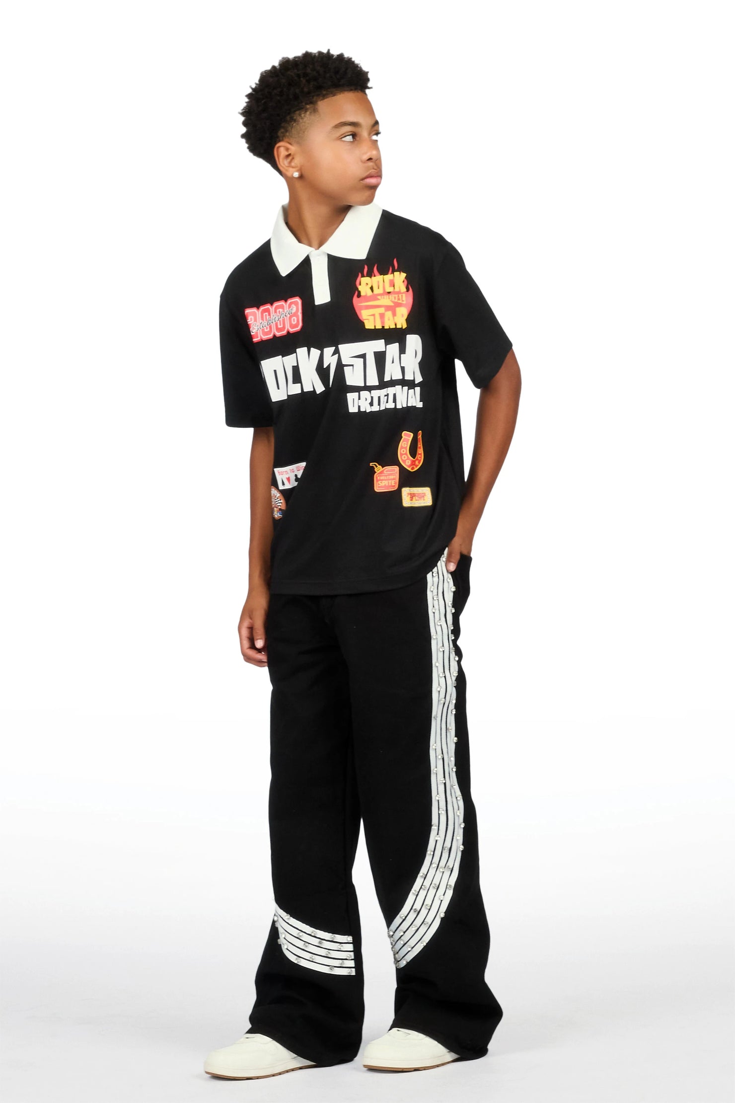 Boys Zayven Black Baggy Fit Jean