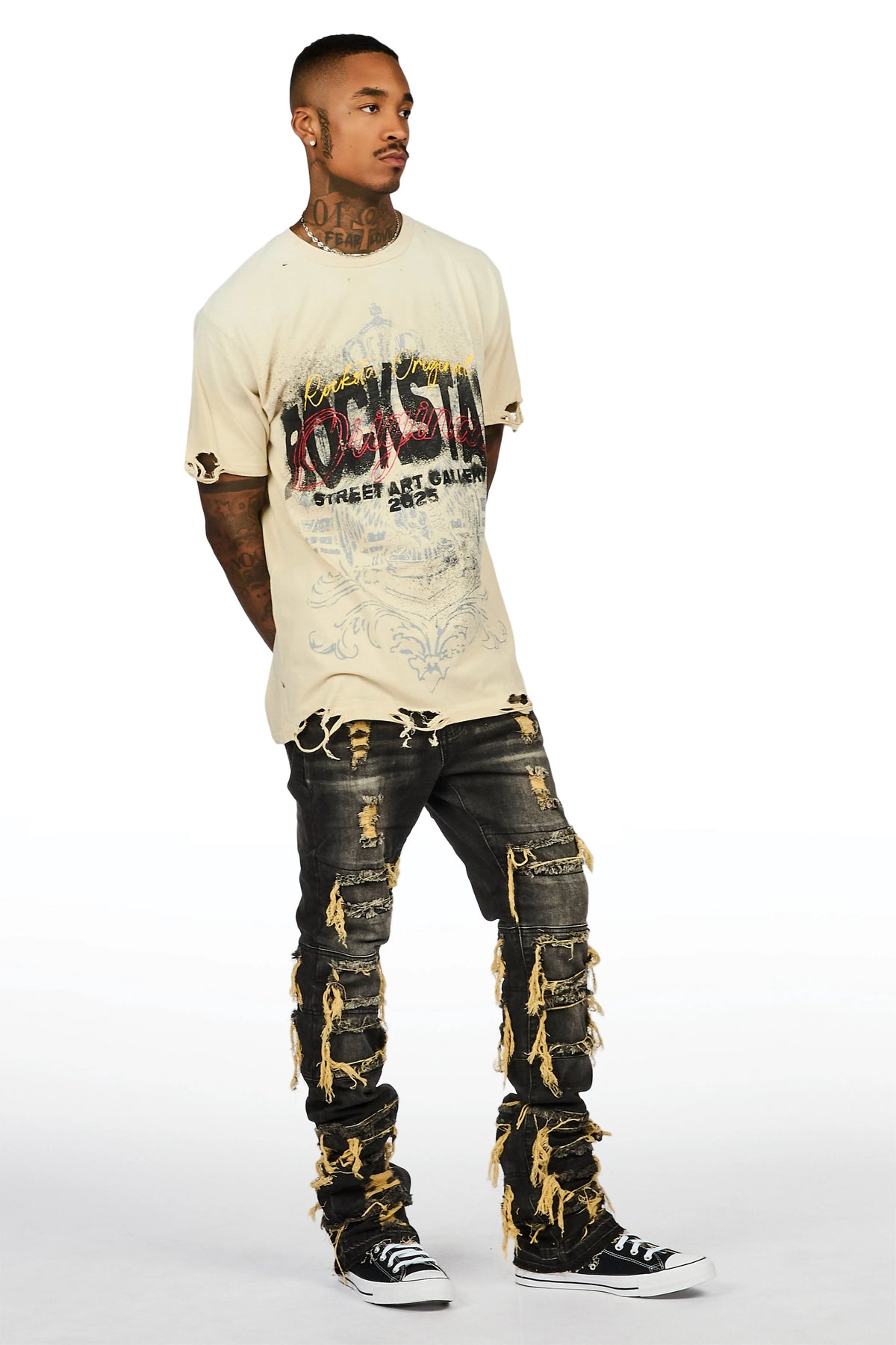 Vasco Tint Grey Stacked Flare Jean