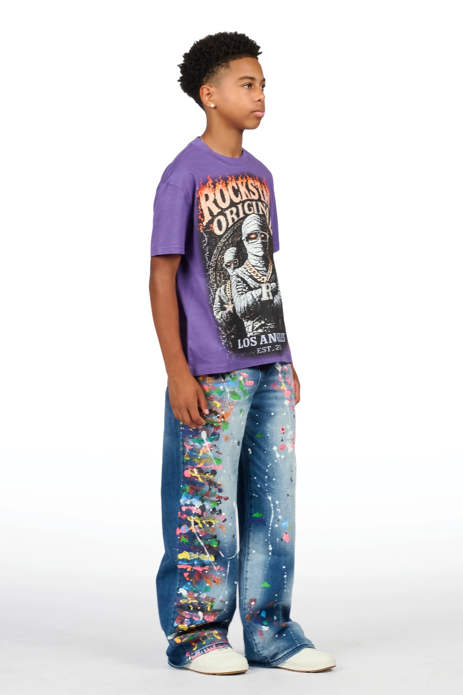 Boys Yazier Dark Blue Relaxed Fit Jean