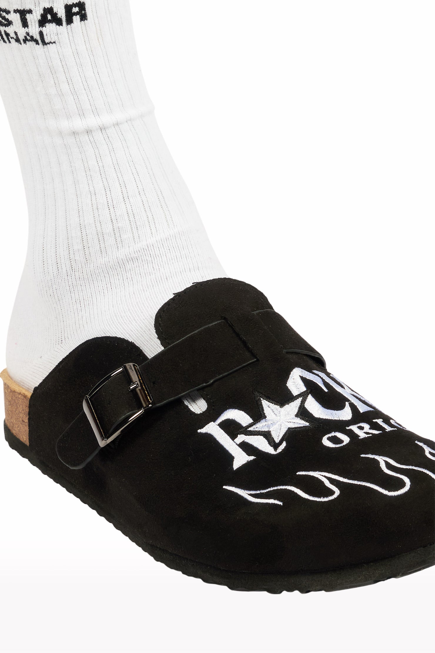 Mens Firewalk Black Suede Mule