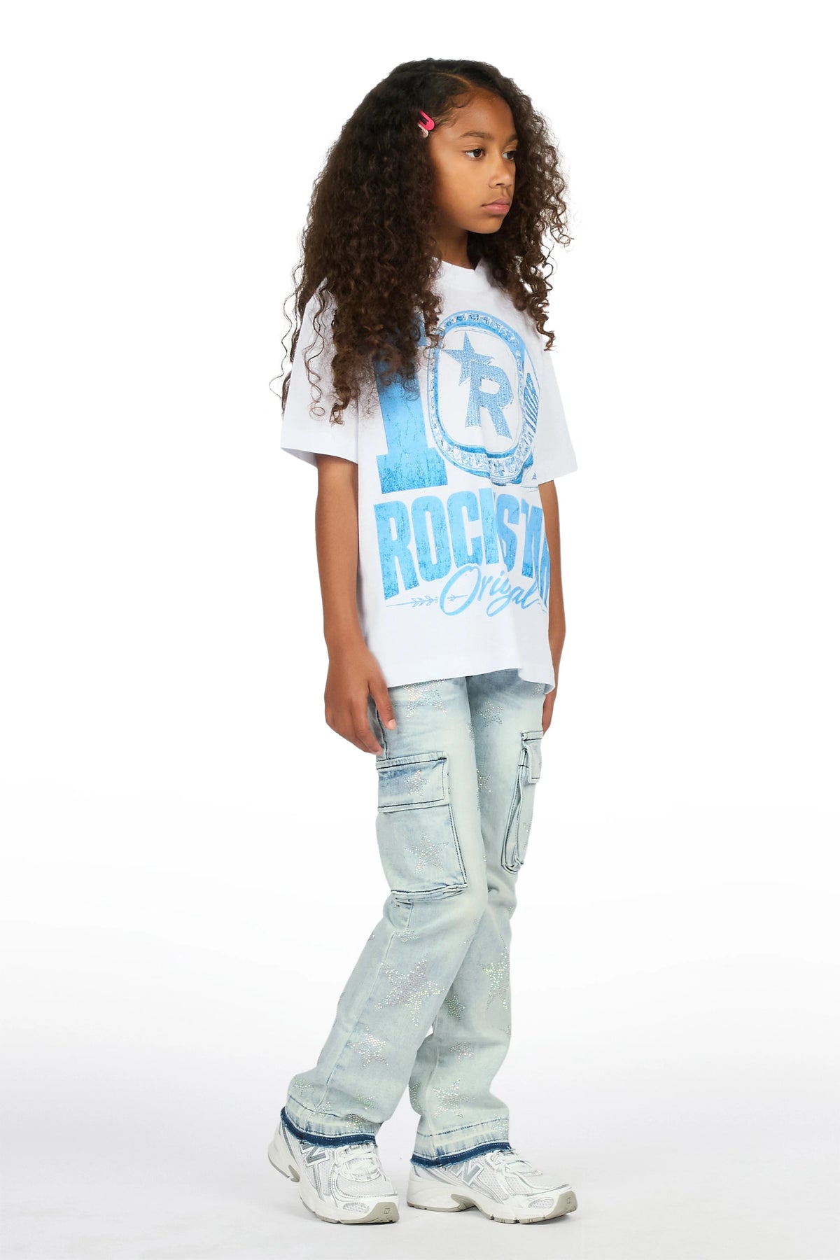 Girls Kendrica Light Wash Rhinestone Stacked Jean
