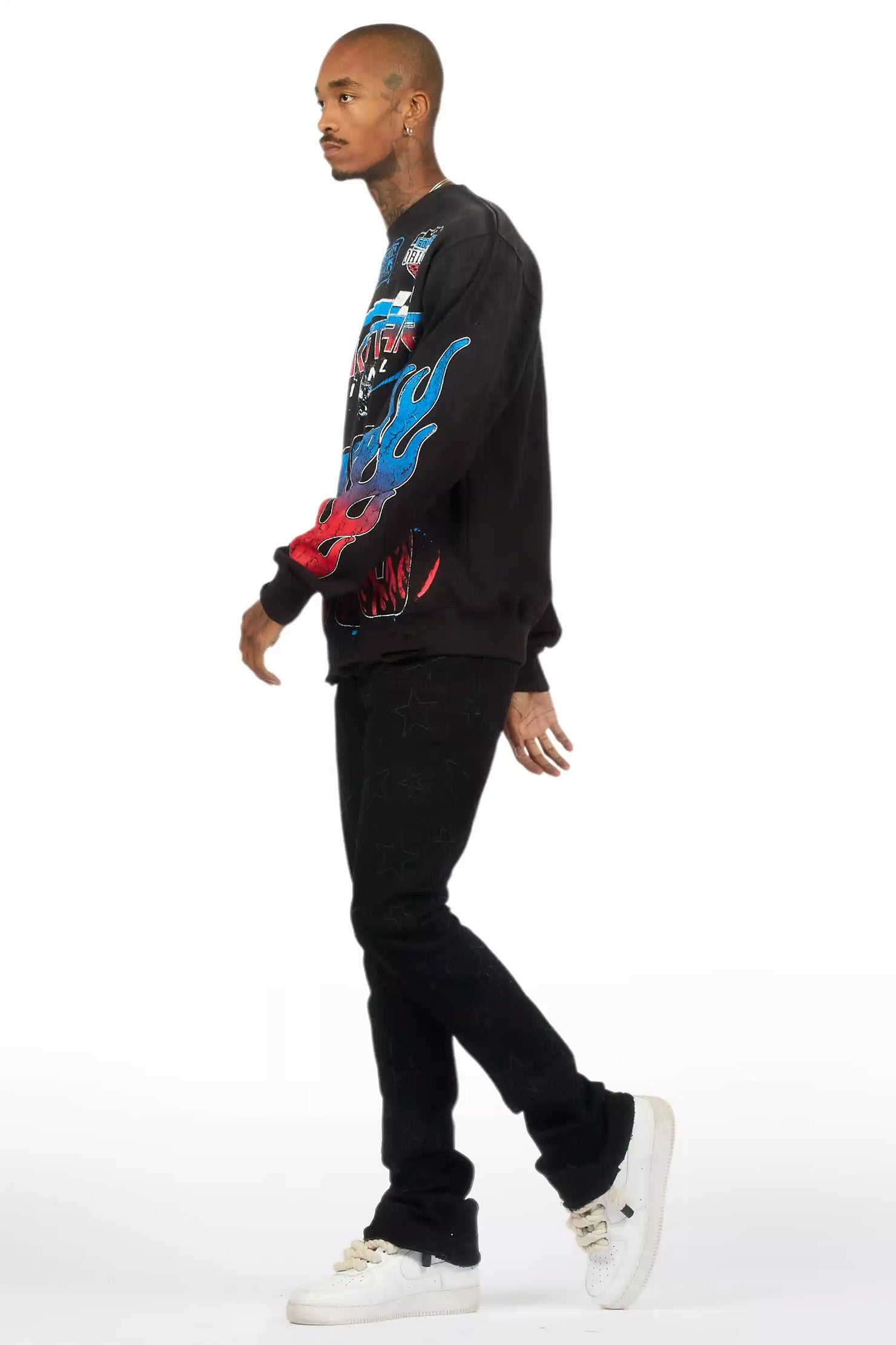 Starship Black Stacked Flare Jean