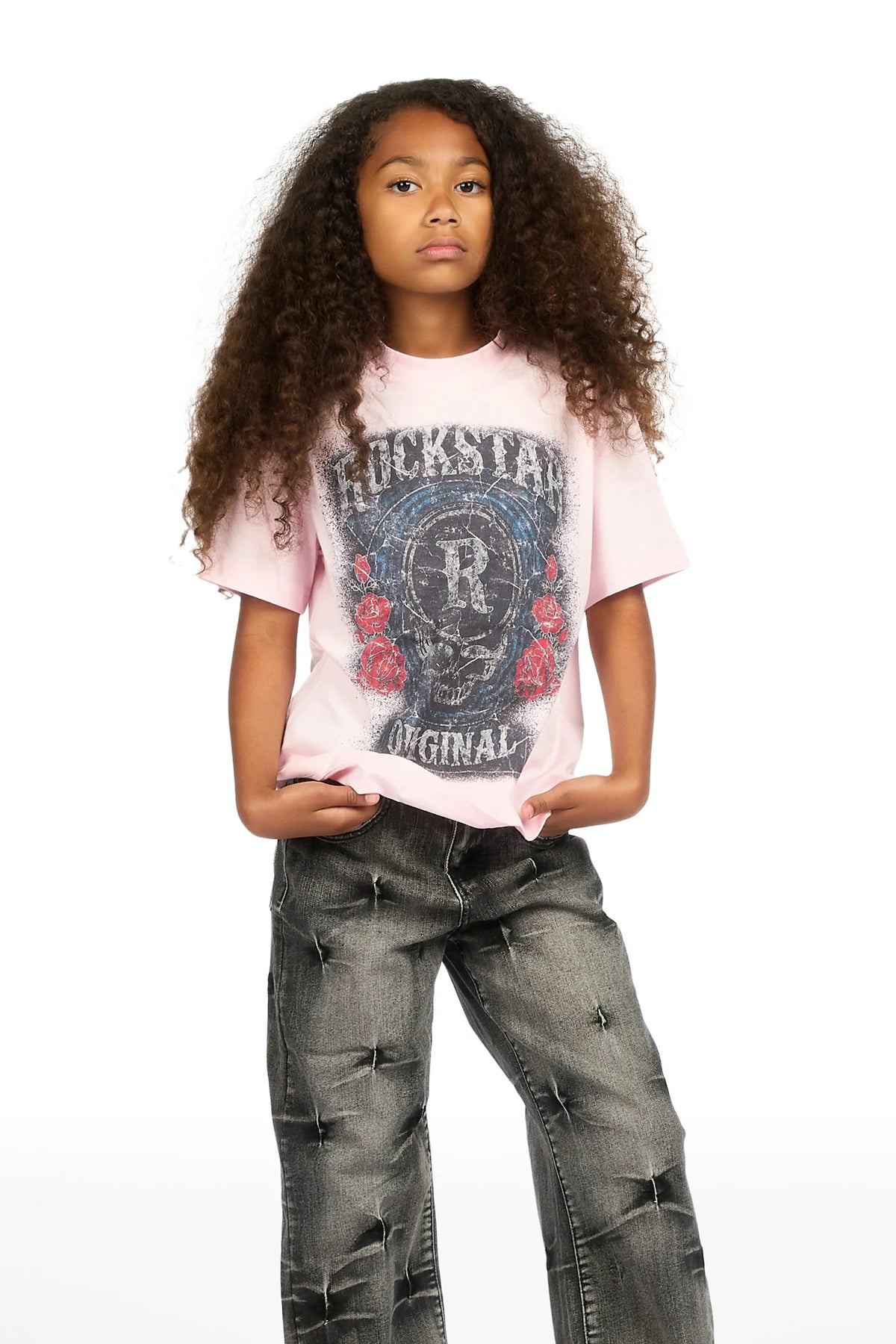 Girls Emiliana Washed Black Relaxed Fit Jean