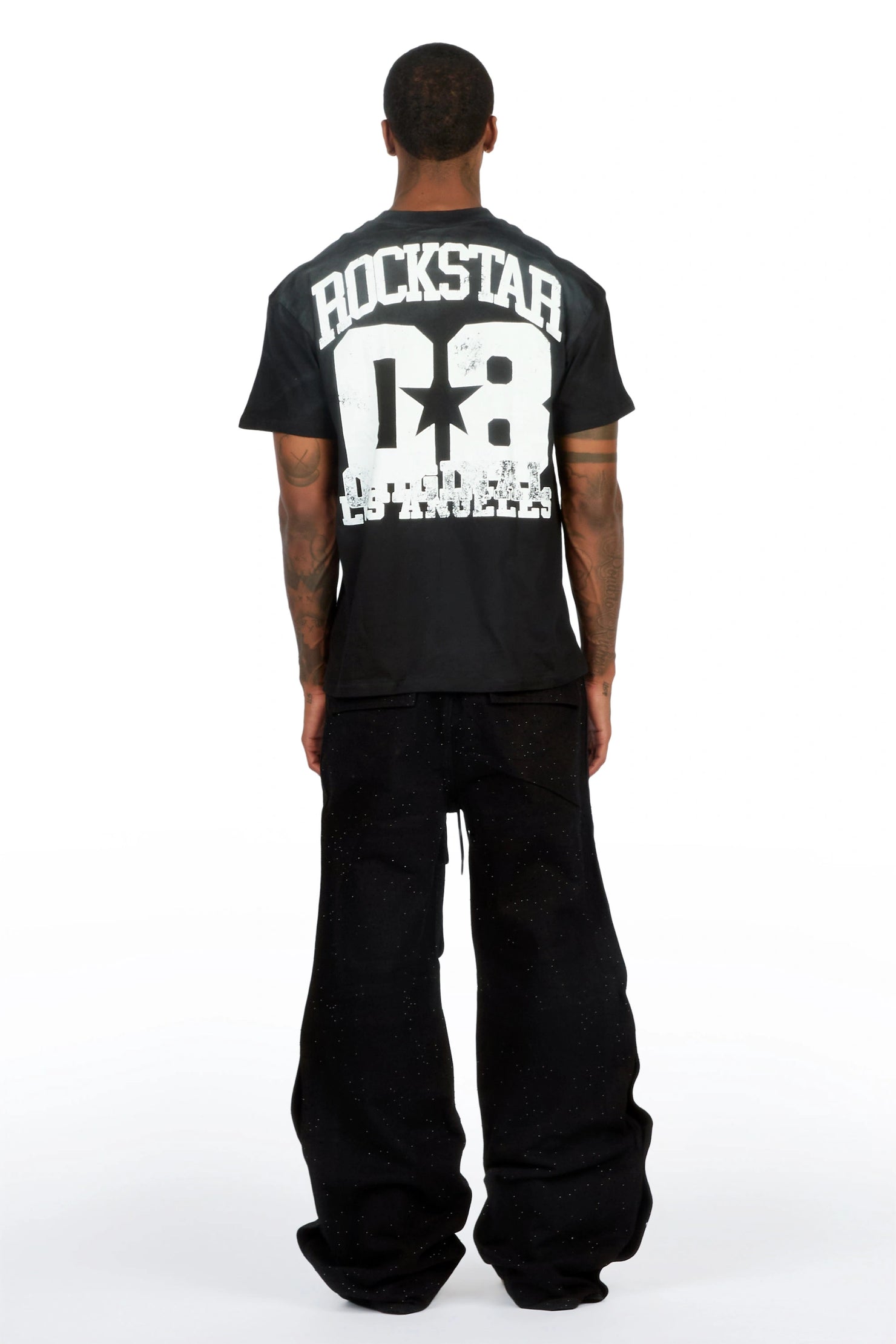Yuri Black Rhinestone Baggy Fit Jean