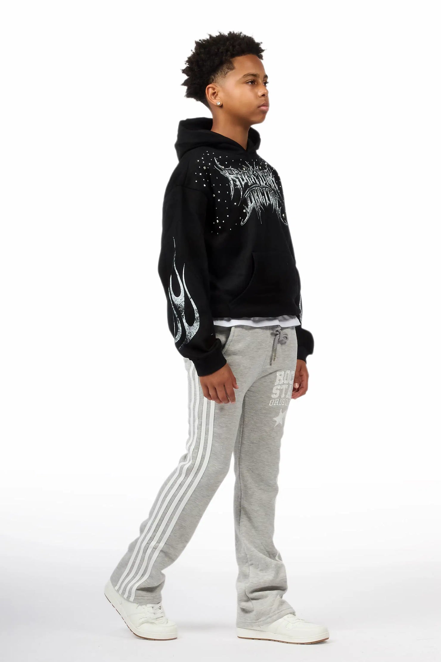 Boys Gerrit Grey Stacked Baggy Track Pant
