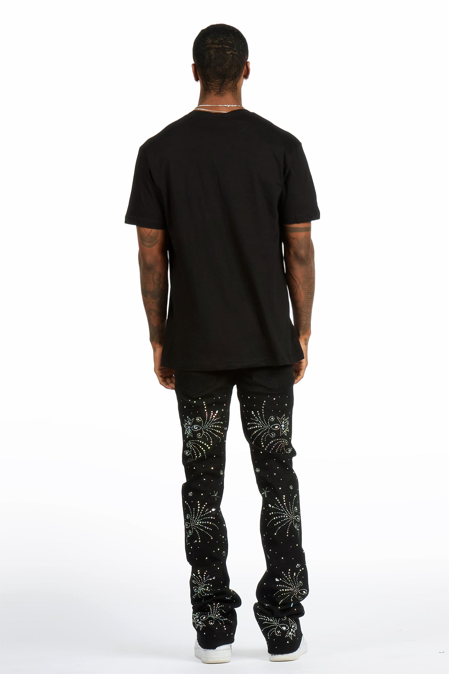 Firework Black Rhinestone Stacked Fit Jean