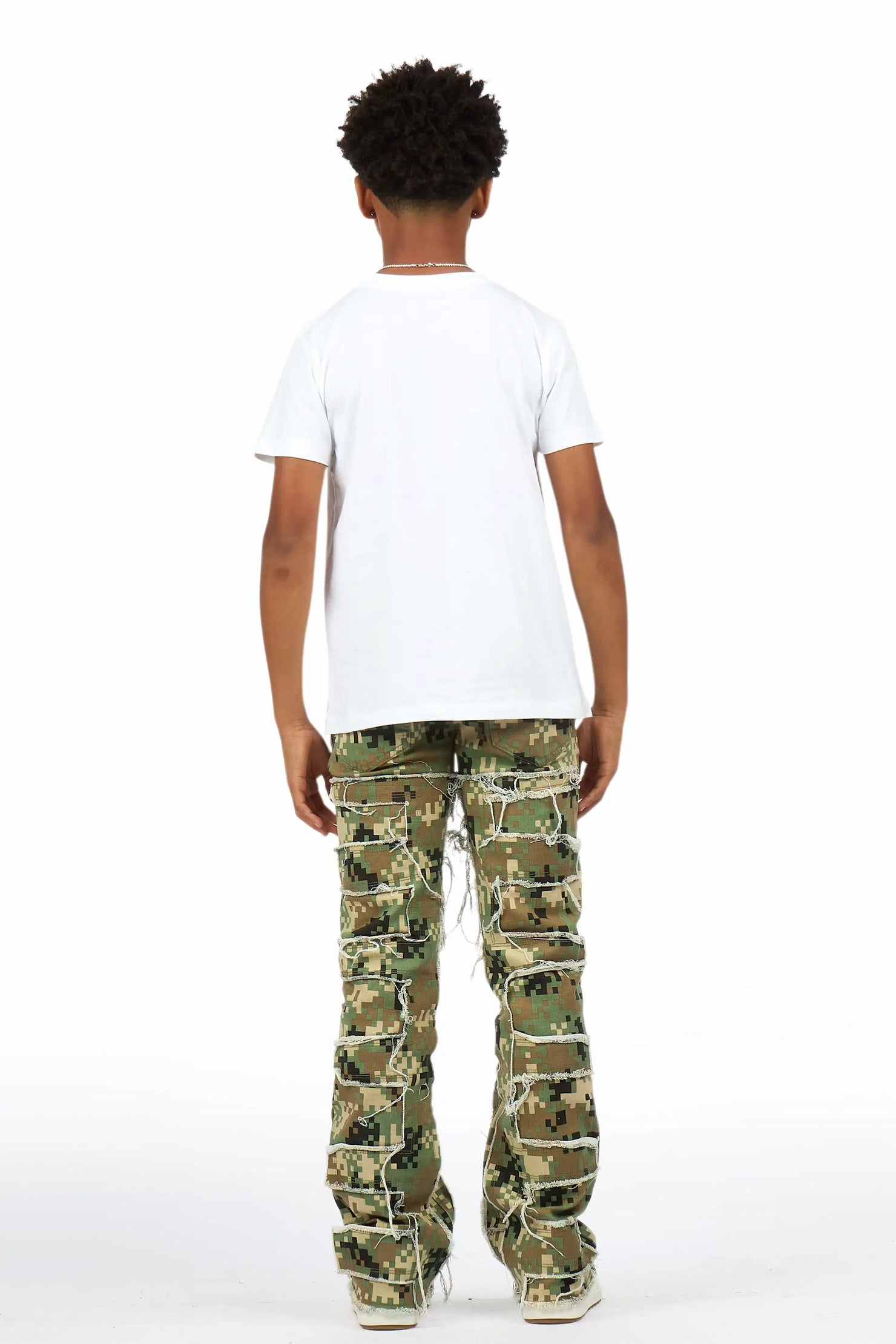 Boys Shake Digital Camo Stacked Flare Jean