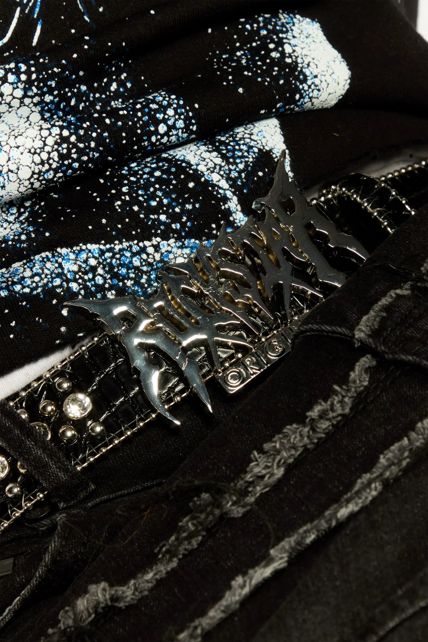 Hawk Silver Rhinestones Rockstar Logo Belt
