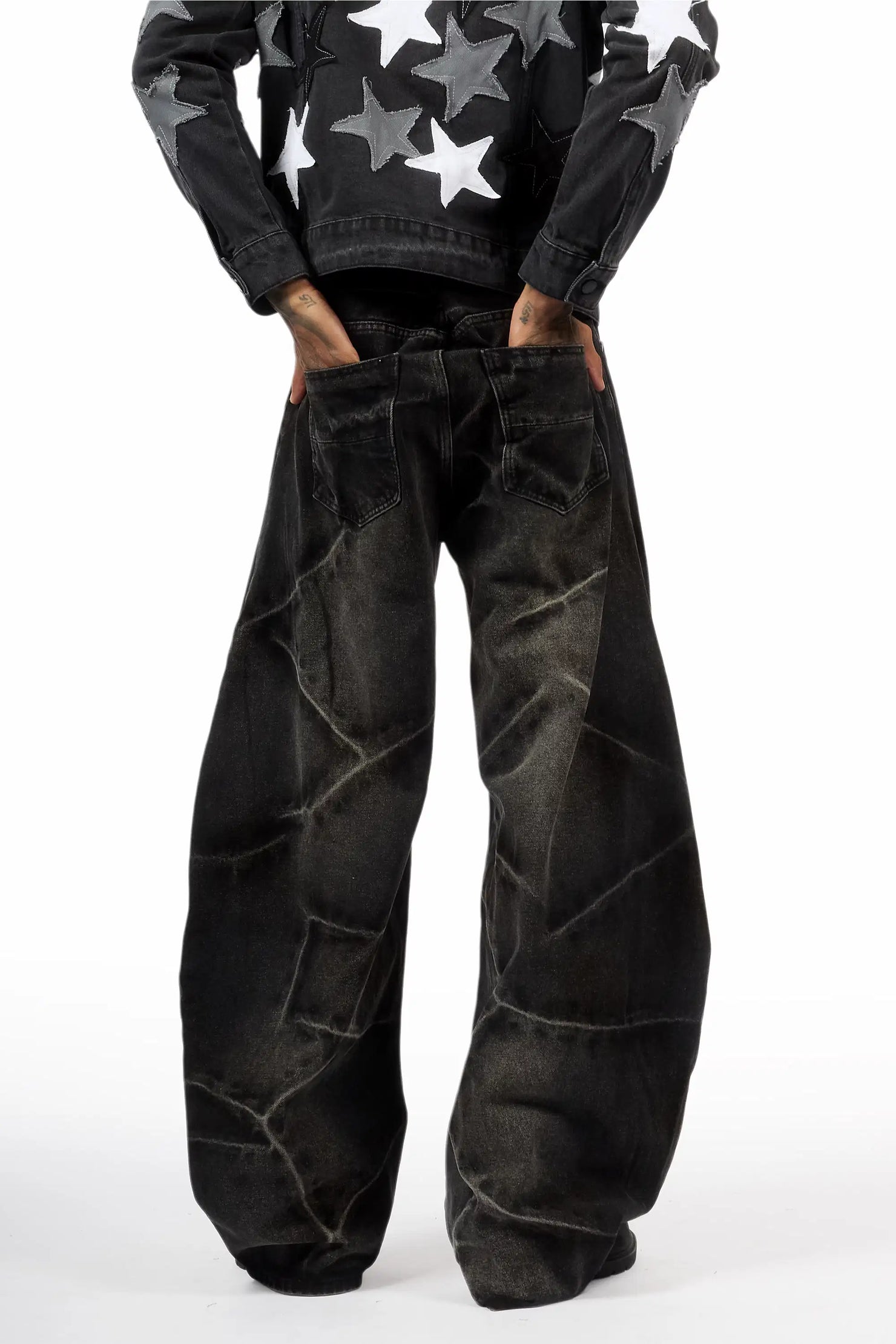 Harlem Dark Grey Barrel Fit Jean