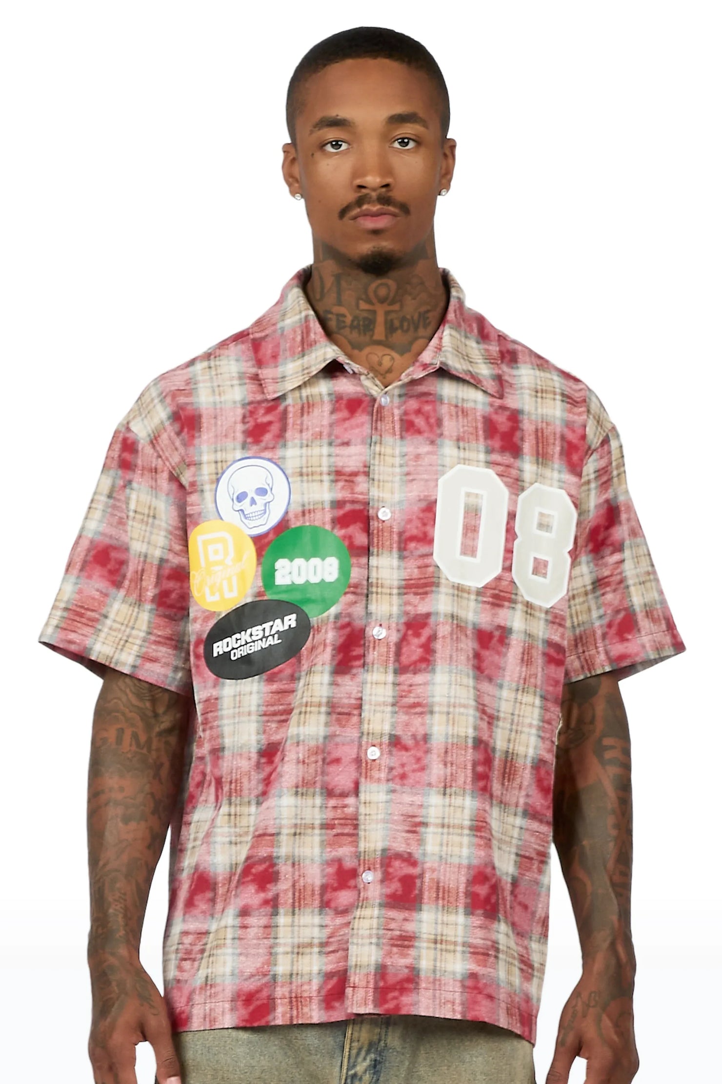 Emre Red Flannel Short Sleeve Shirt