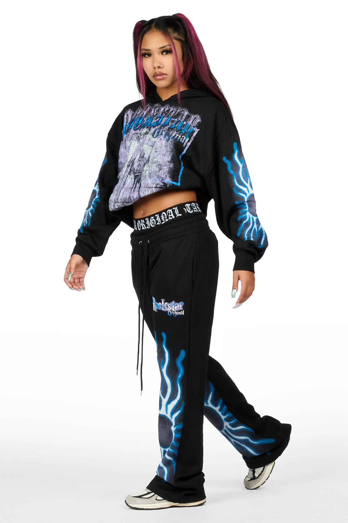 Xandria Black Graphic Baggy Fit Track Set
