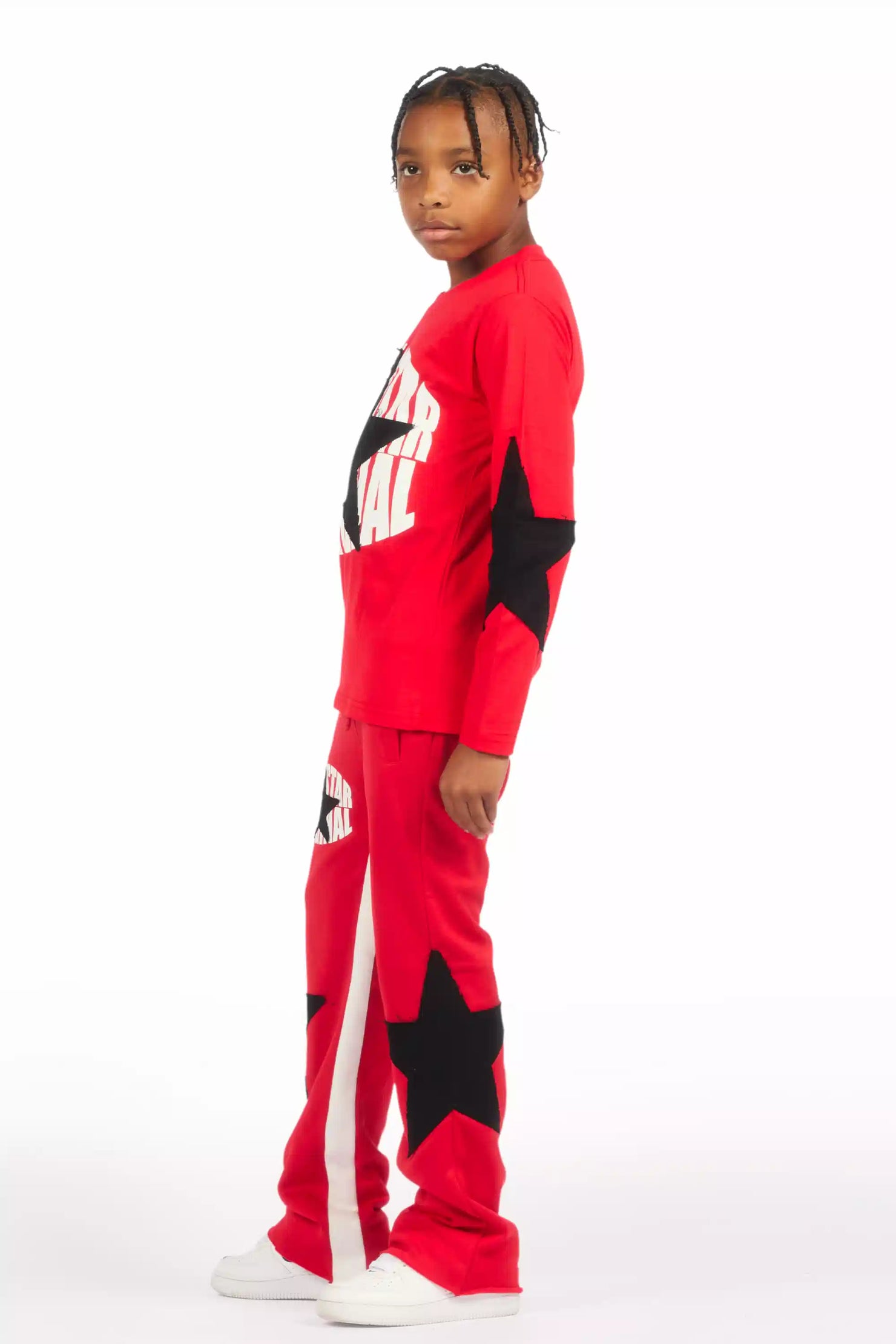 Boys States Red/Black Long Sleeve T-Shirt Track Set
