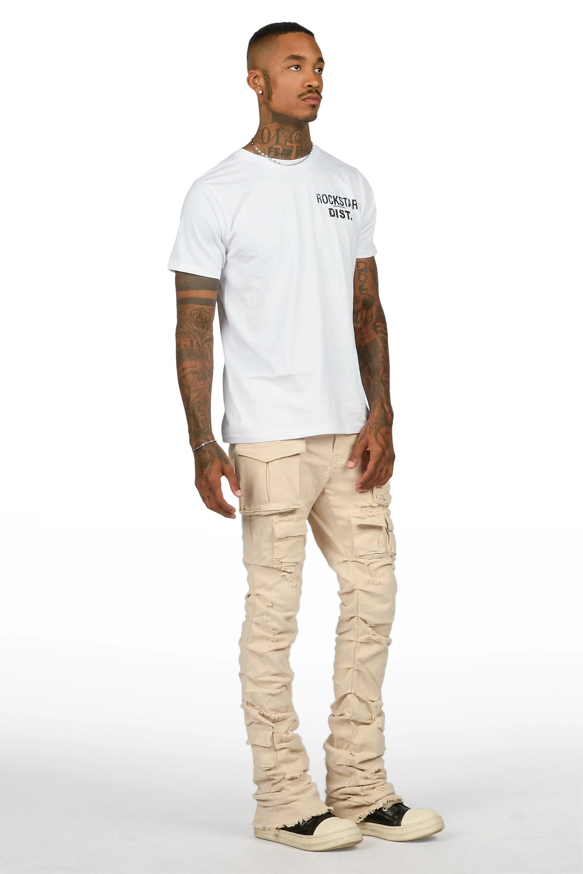 Gentry Beige Stacked Flare Jean